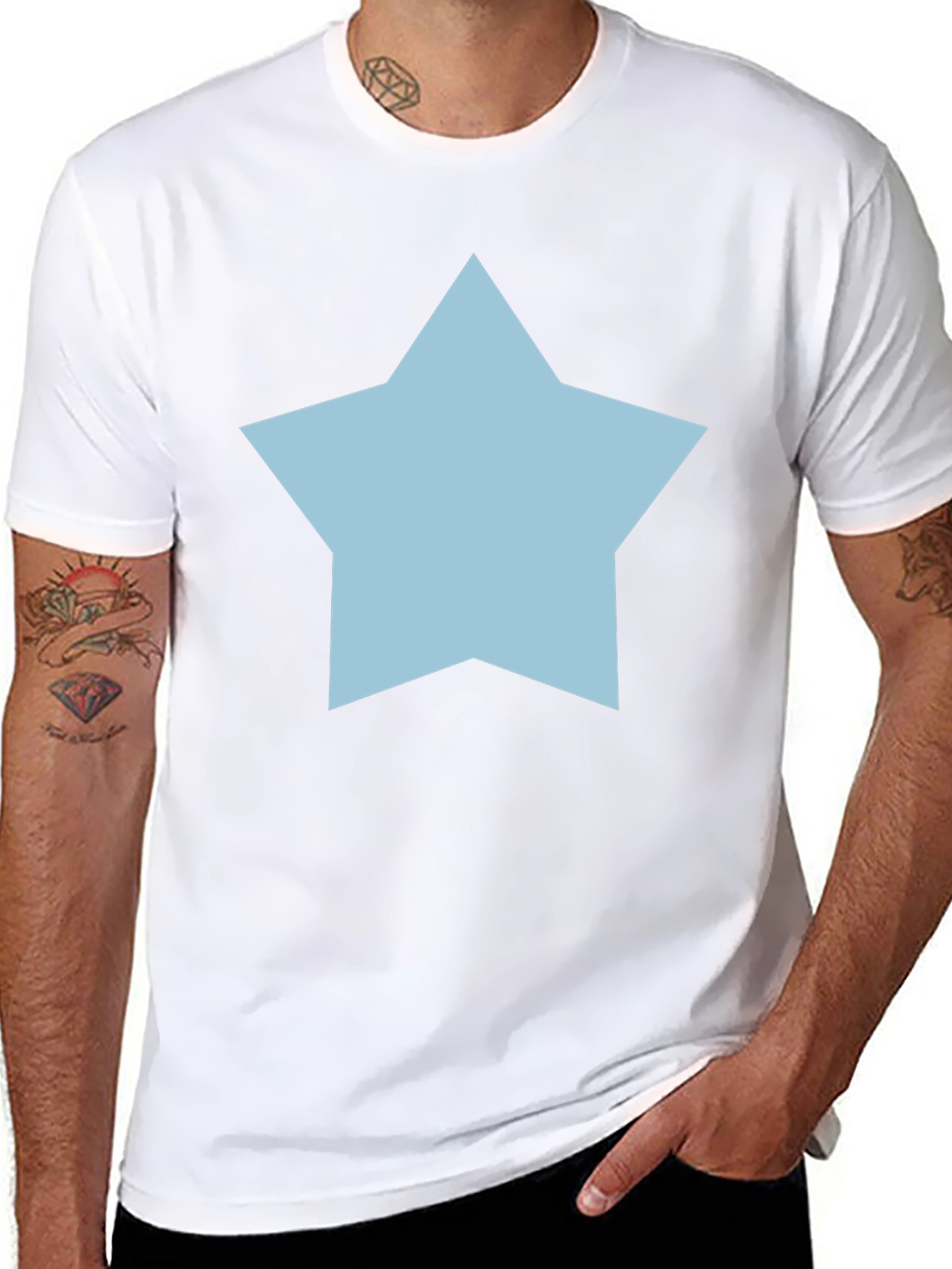 Star Graphic Tee - Casual Black Cotton T-Shirt