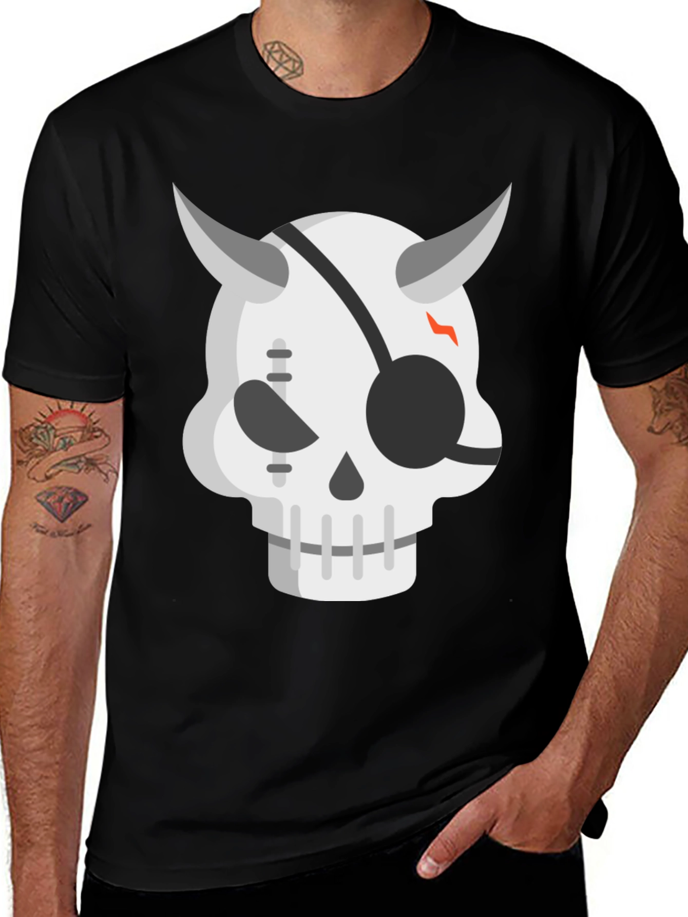 Devil Skull Graphic Tee - Cool Edgy Mens T-Shirt