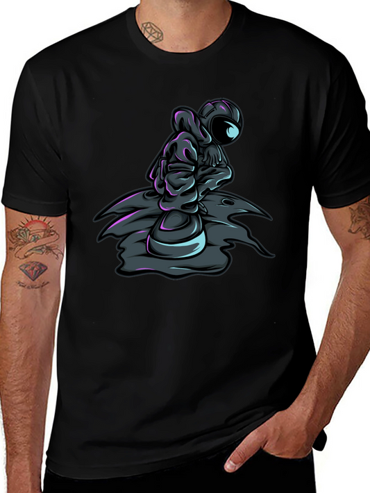 Astronaut Graphic Tee - Black Crew Neck T-Shirt