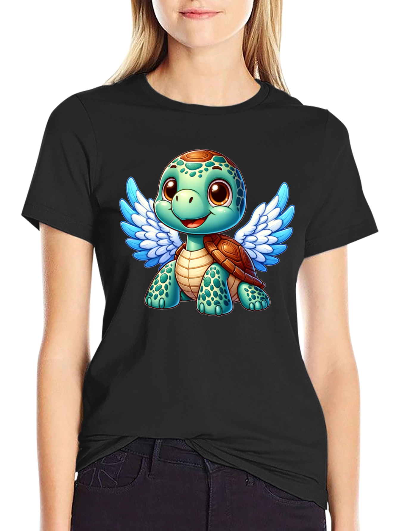 Cute Turtle Angel Graphic T-Shirt