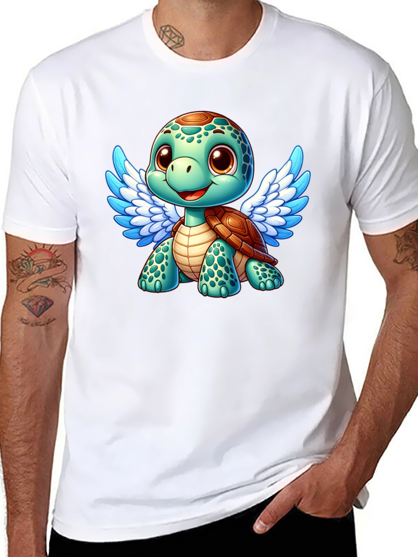 Cute Turtle Angel Graphic T-Shirt
