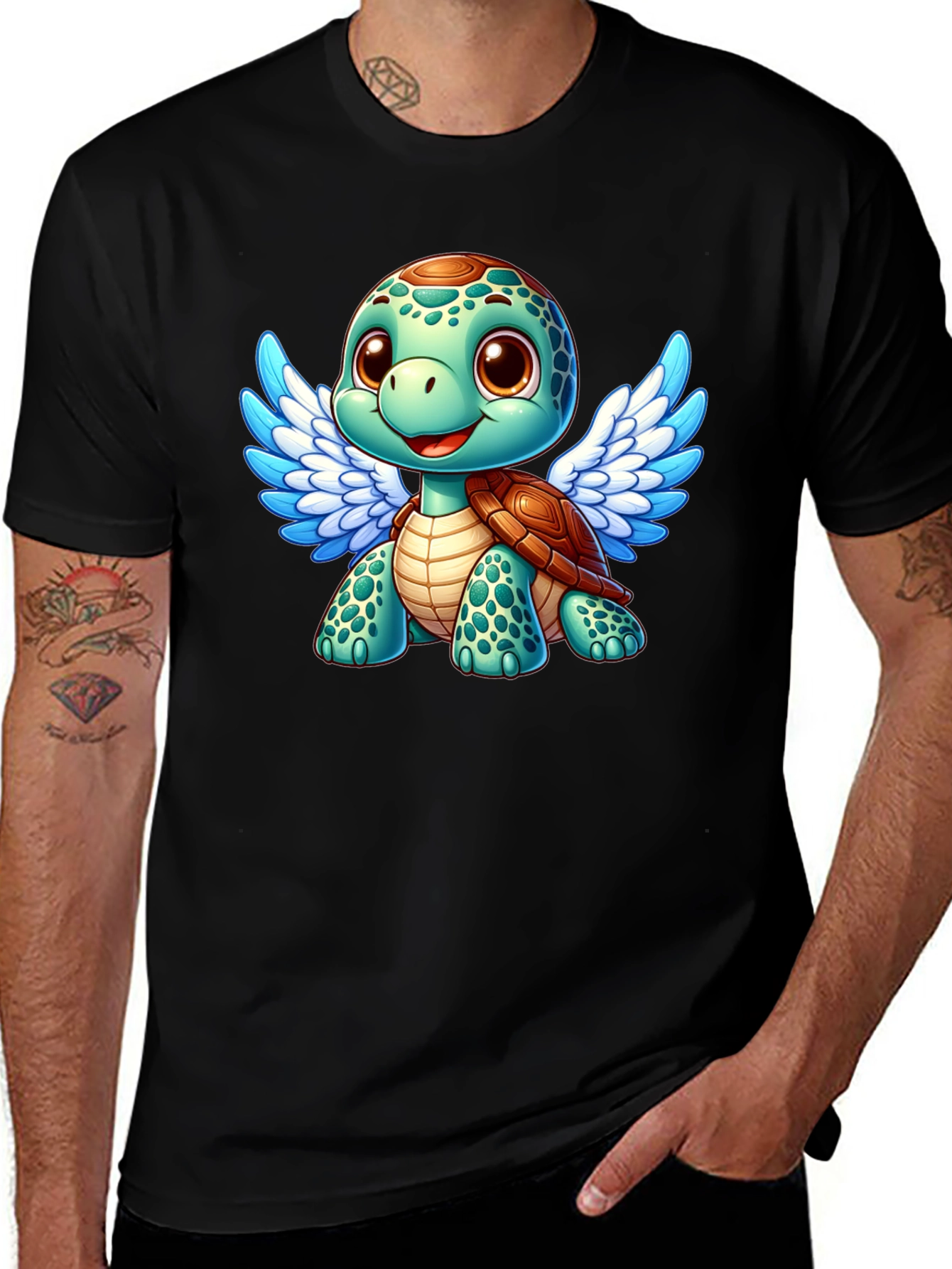 Cute Turtle Angel Graphic T-Shirt
