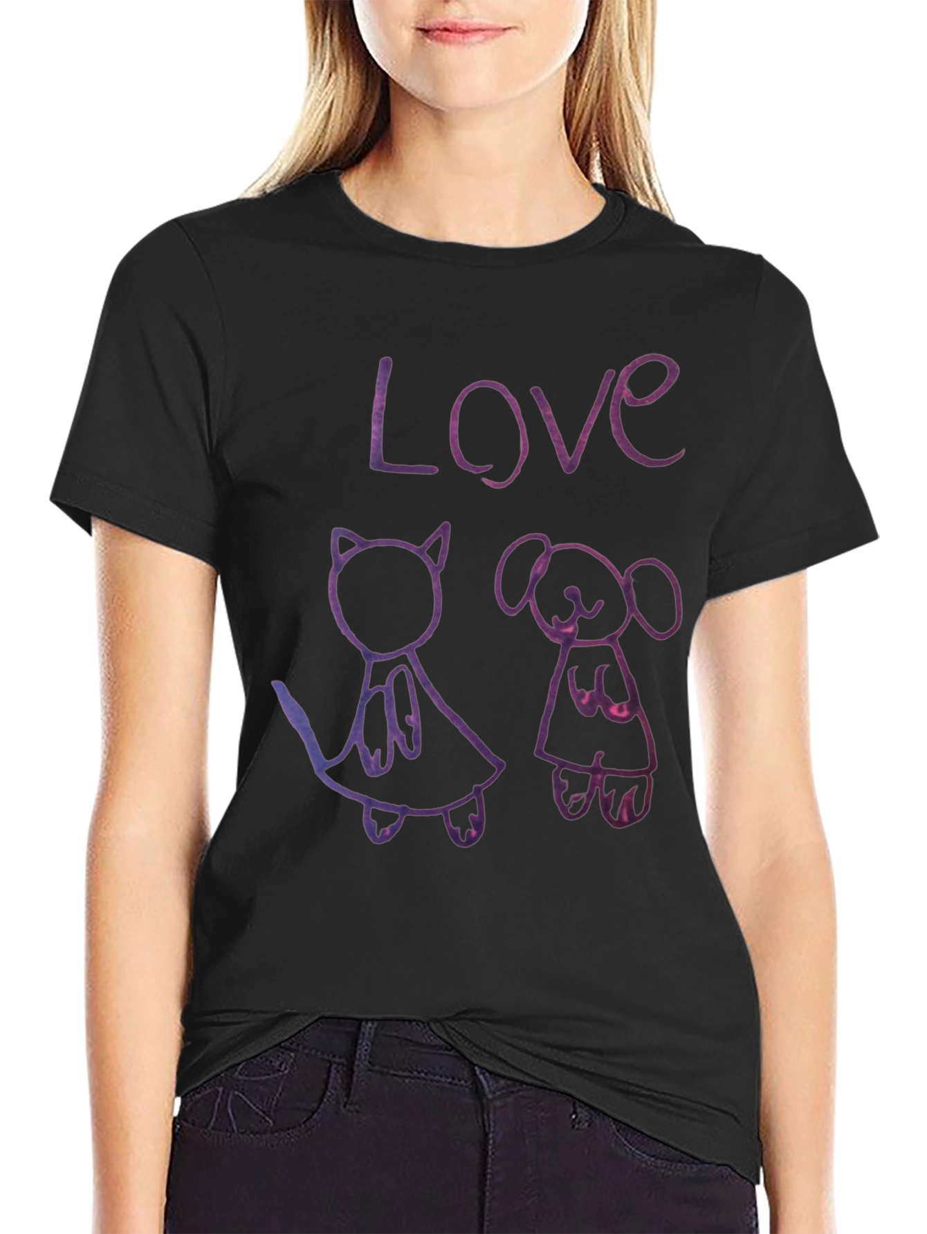 Love Cat and Dog T-Shirt Pet Lover Tee