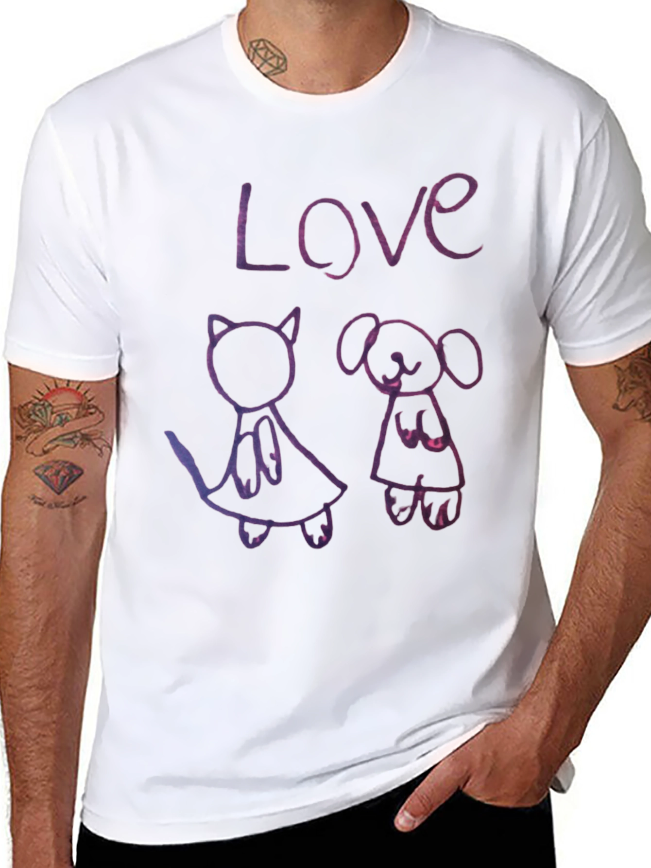 Love Cat and Dog T-Shirt Pet Lover Tee