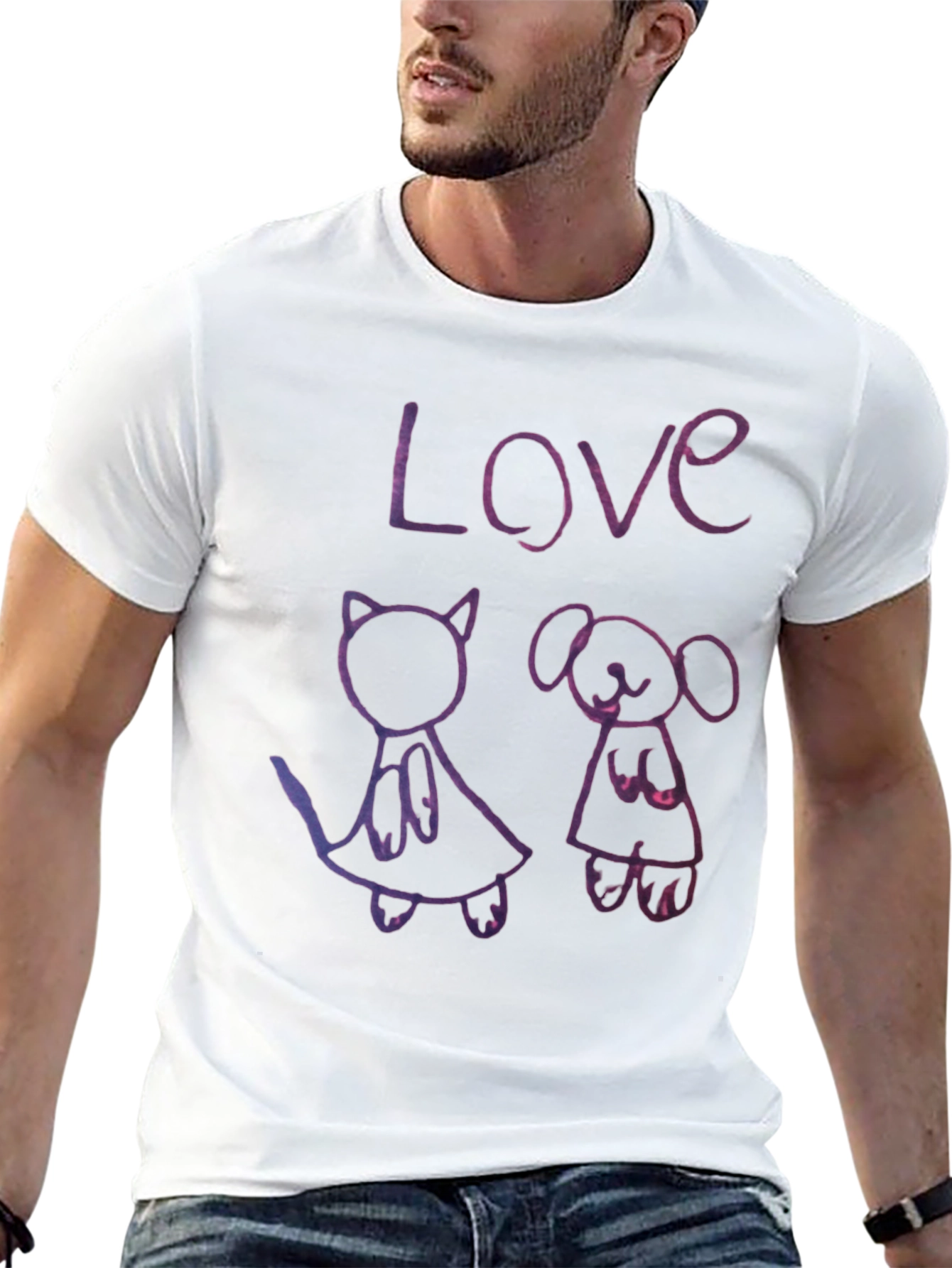Love Cat and Dog T-Shirt Pet Lover Tee