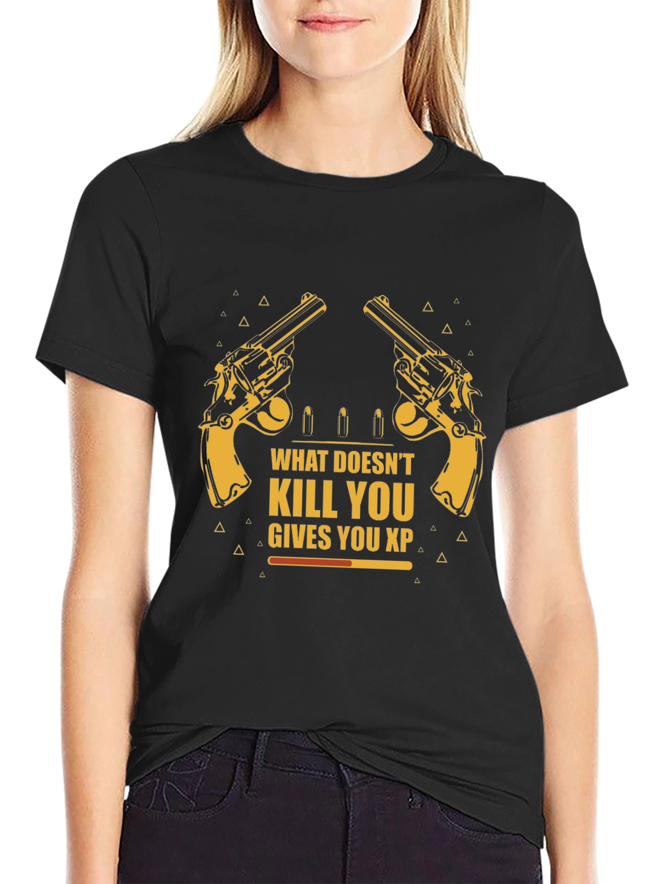 What Doesnt Kill You Gives XP Black Graphic Tee