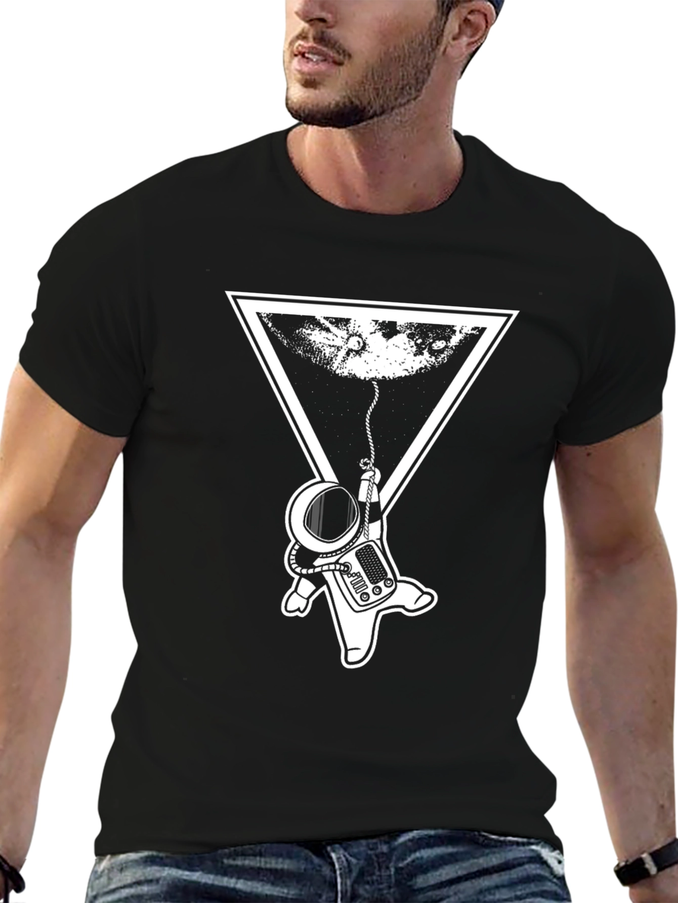 Astronaut Moon T-Shirt - Black Graphic Tee