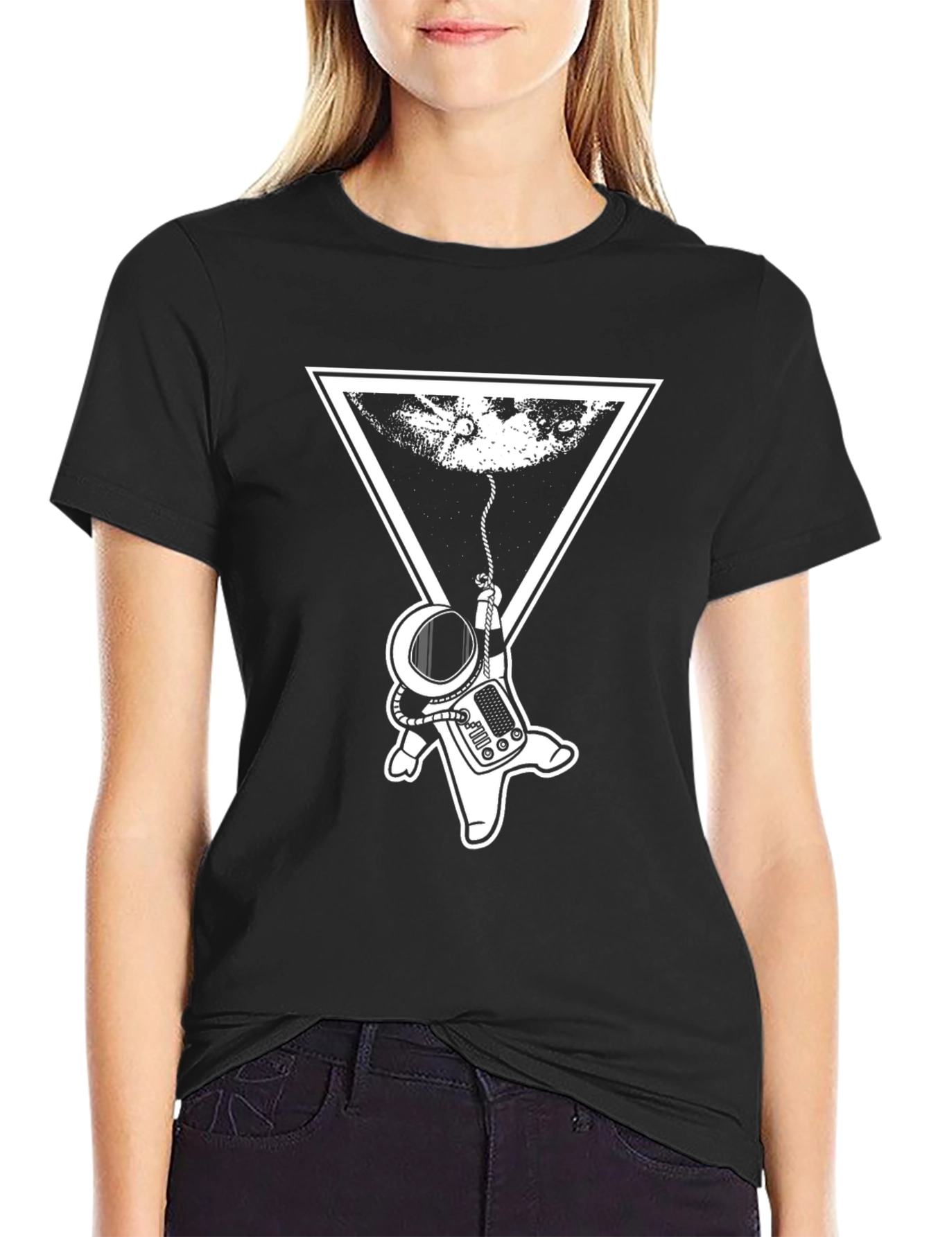 Astronaut Moon T-Shirt - Black Graphic Tee