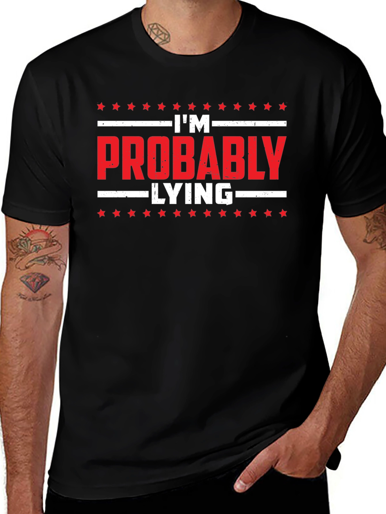 Funny Im Probably Lying Black T-Shirt