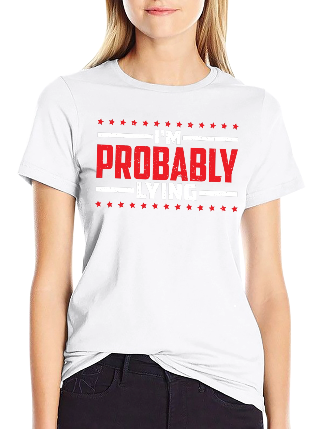 Funny Im Probably Lying Black T-Shirt