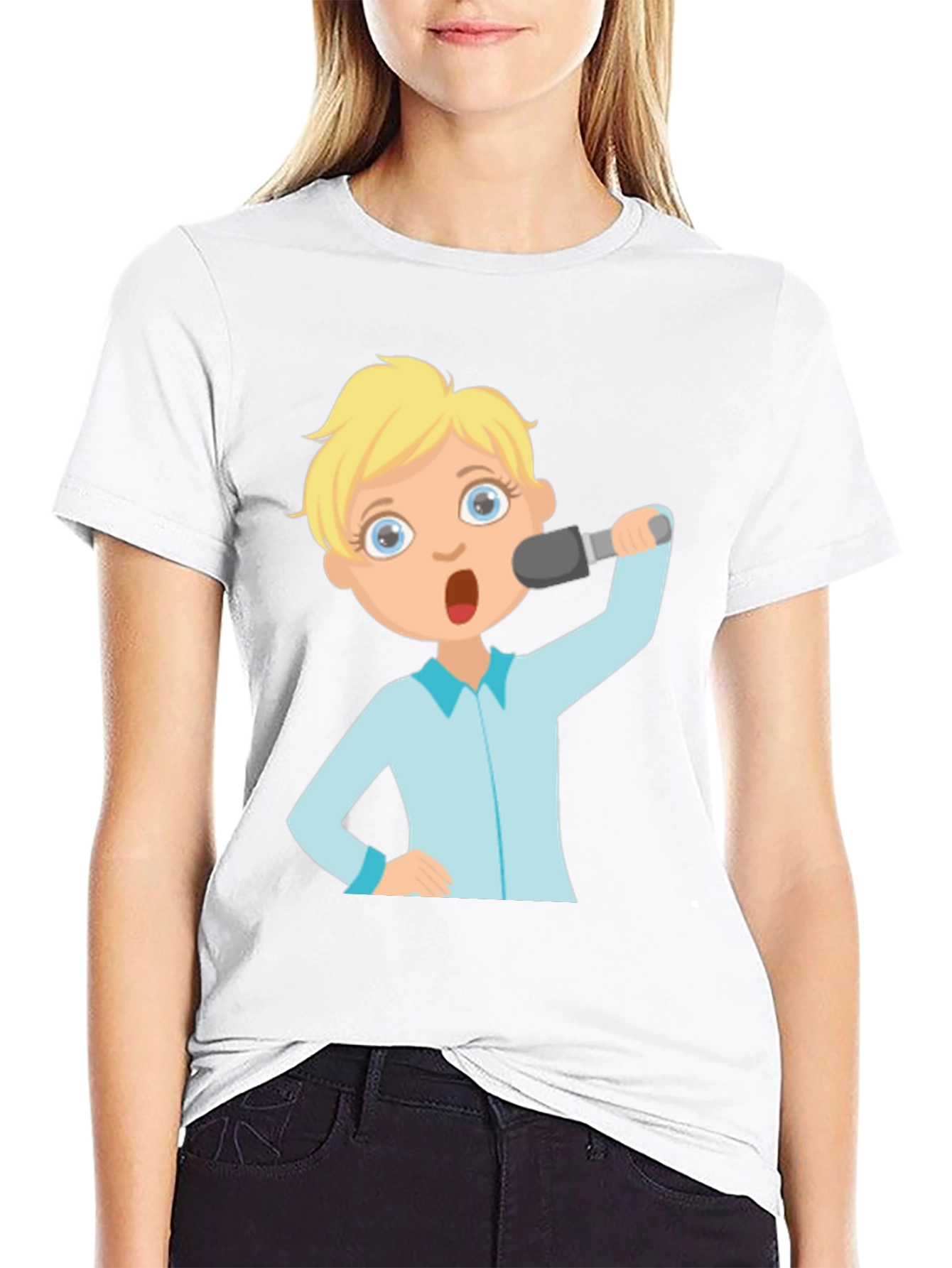 Cartoon Singer Graphic T-Shirt