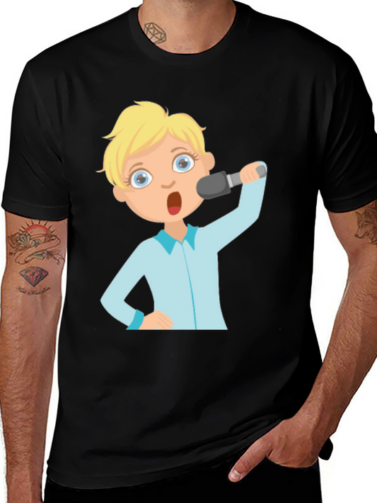 Cartoon Singer Graphic T-Shirt