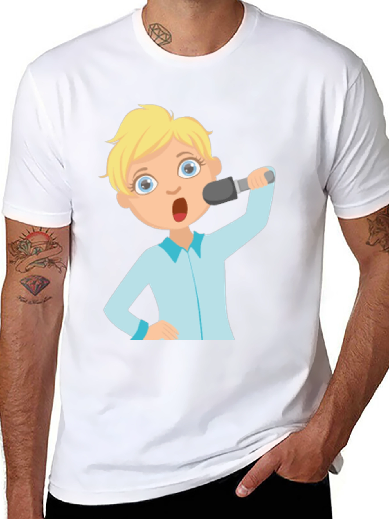 Cartoon Singer Graphic T-Shirt