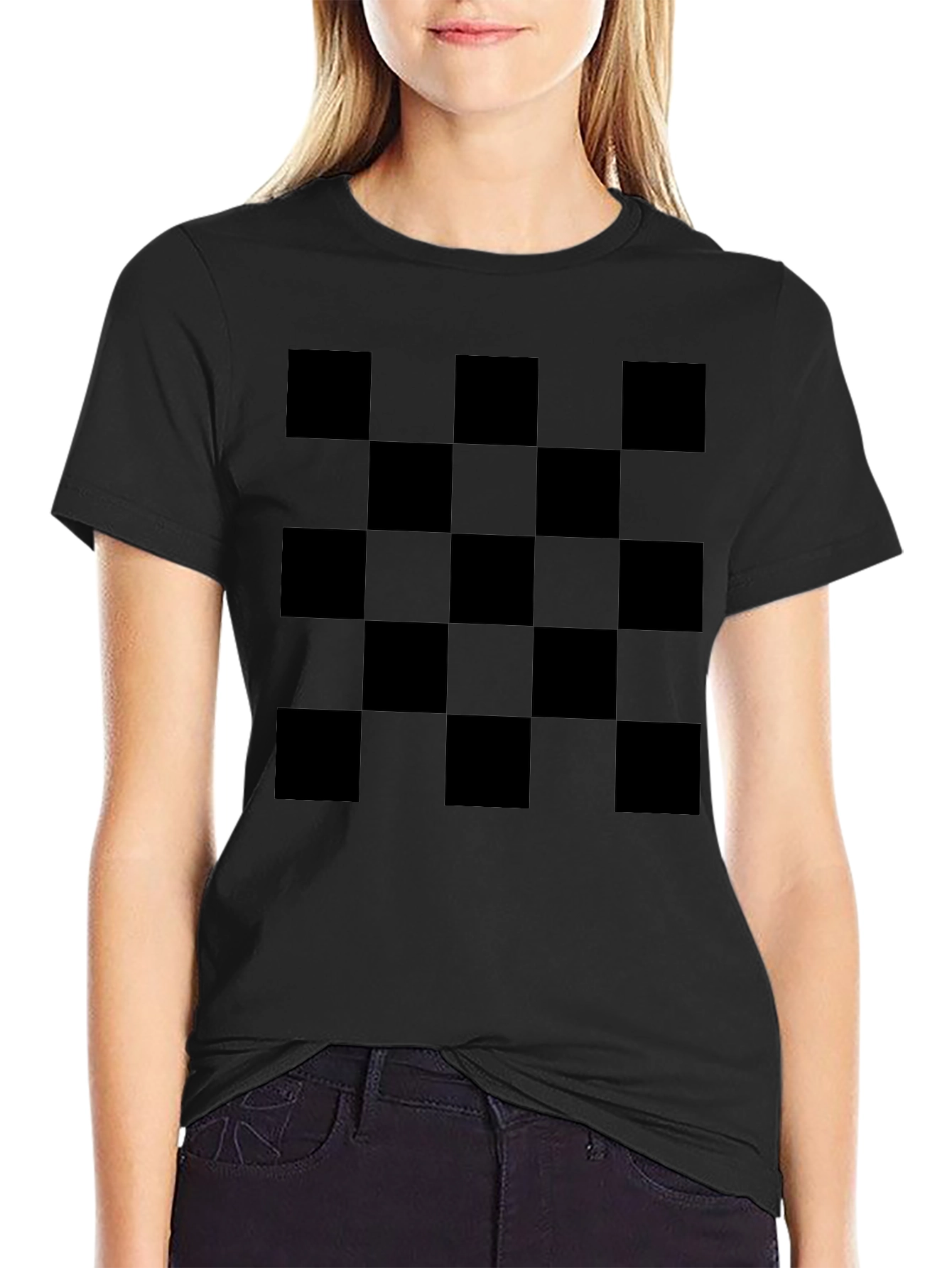 Checkered Black T-Shirt - Graphic Tee