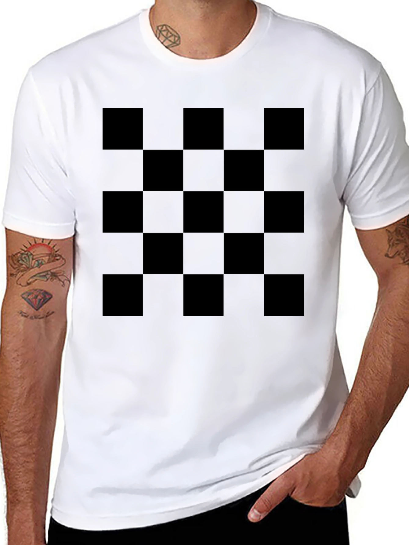 Checkered Black T-Shirt - Graphic Tee