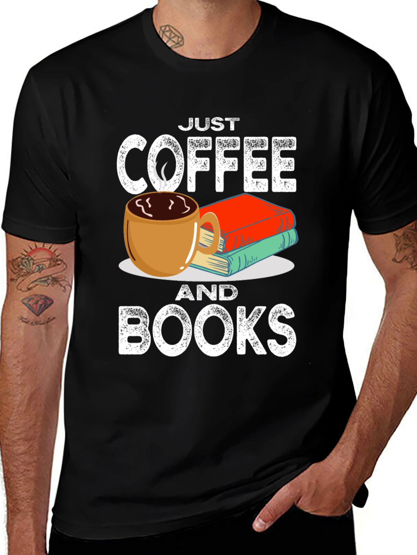 Just Coffee and Books T-Shirt - Book Lover Tee