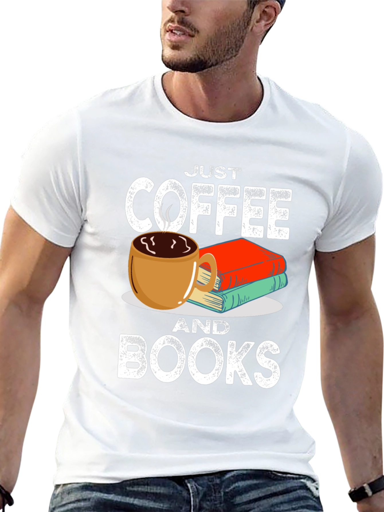 Just Coffee and Books T-Shirt - Book Lover Tee