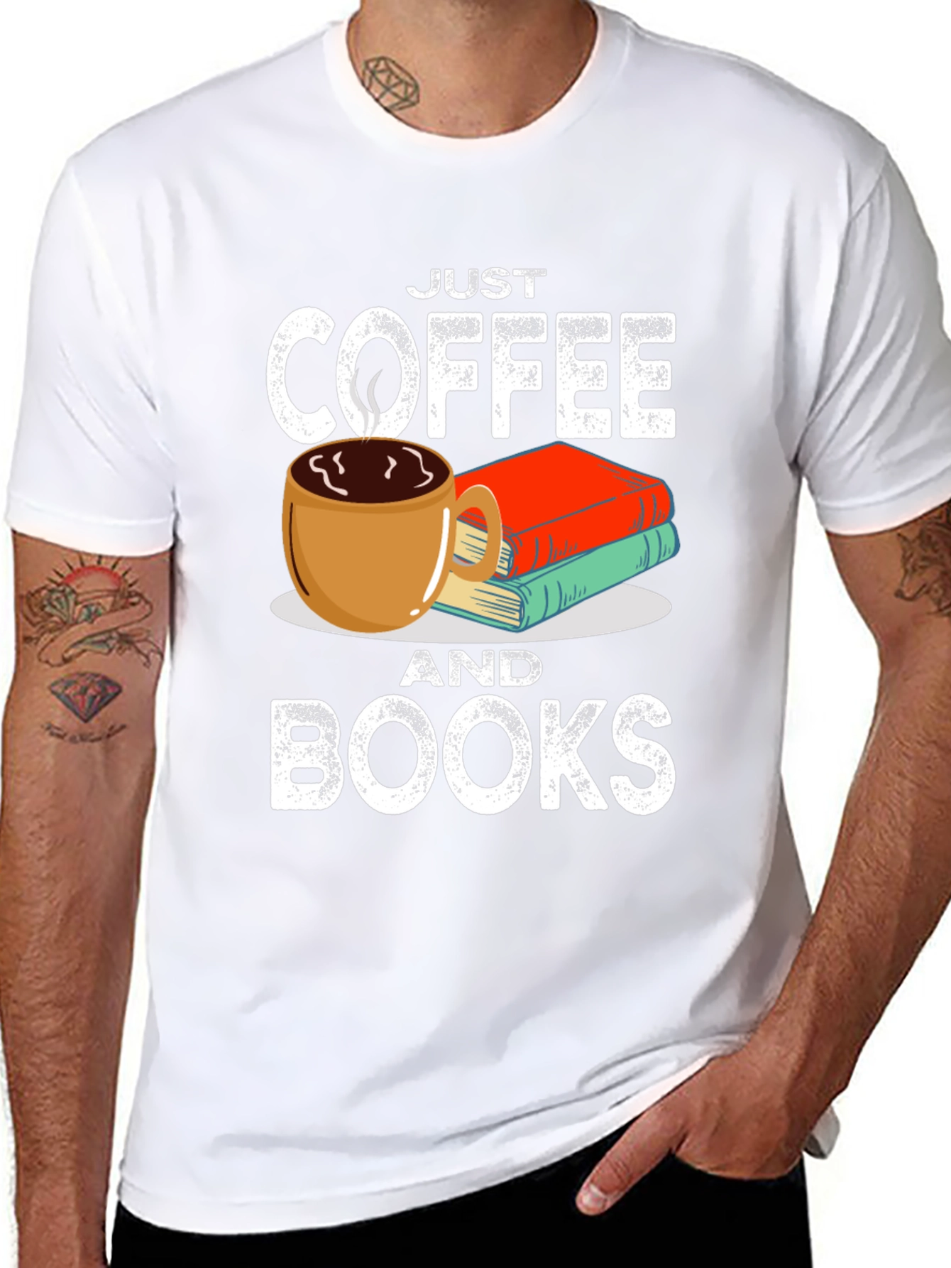 Just Coffee and Books T-Shirt - Book Lover Tee