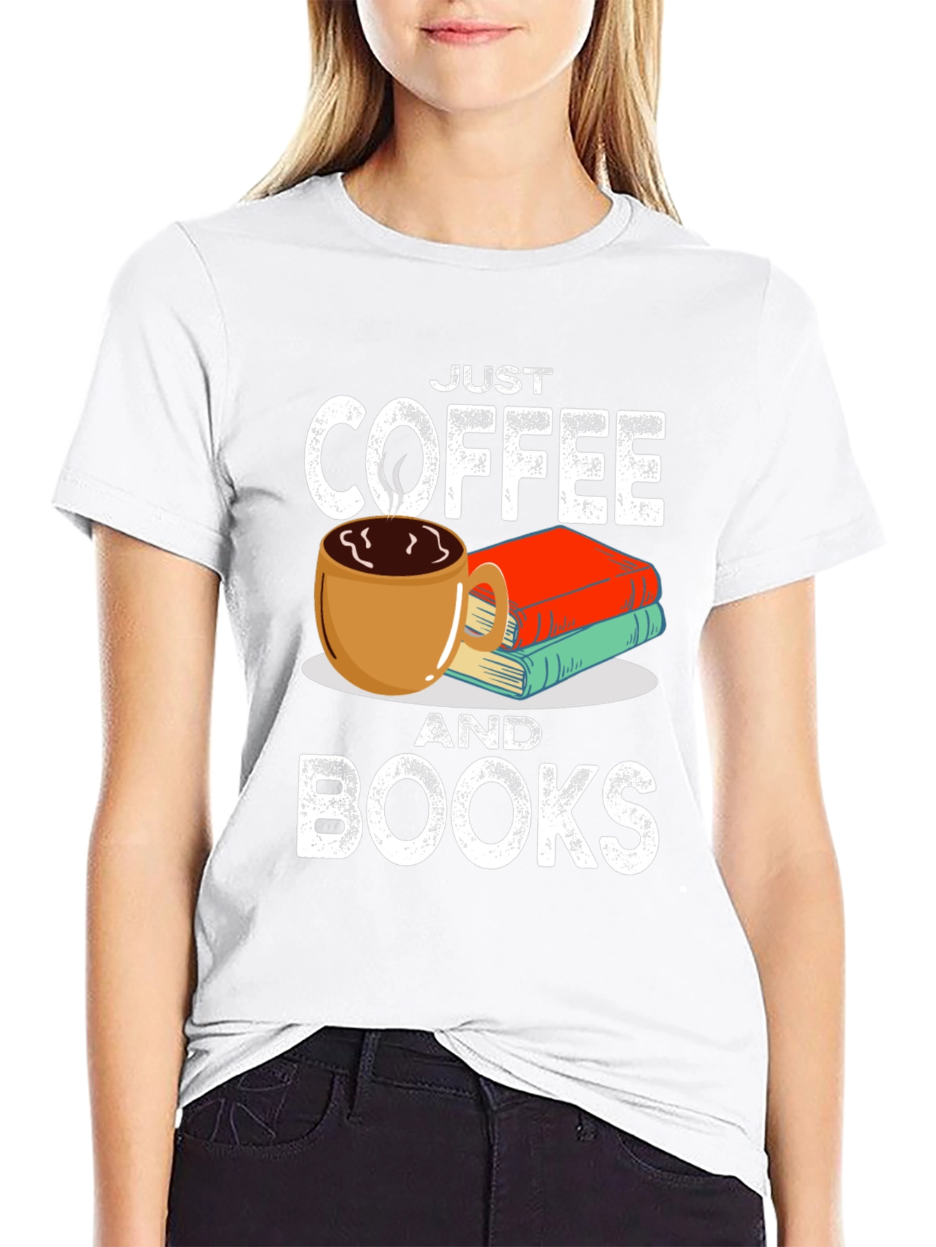 Just Coffee and Books T-Shirt - Book Lover Tee