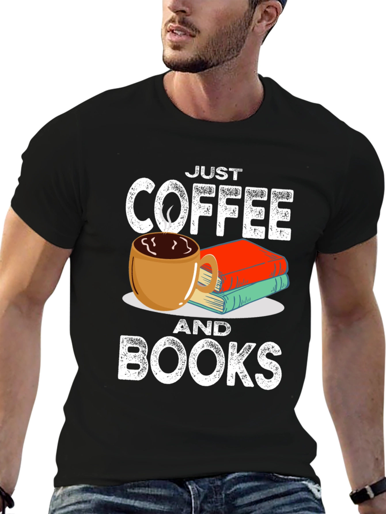Just Coffee and Books T-Shirt - Book Lover Tee