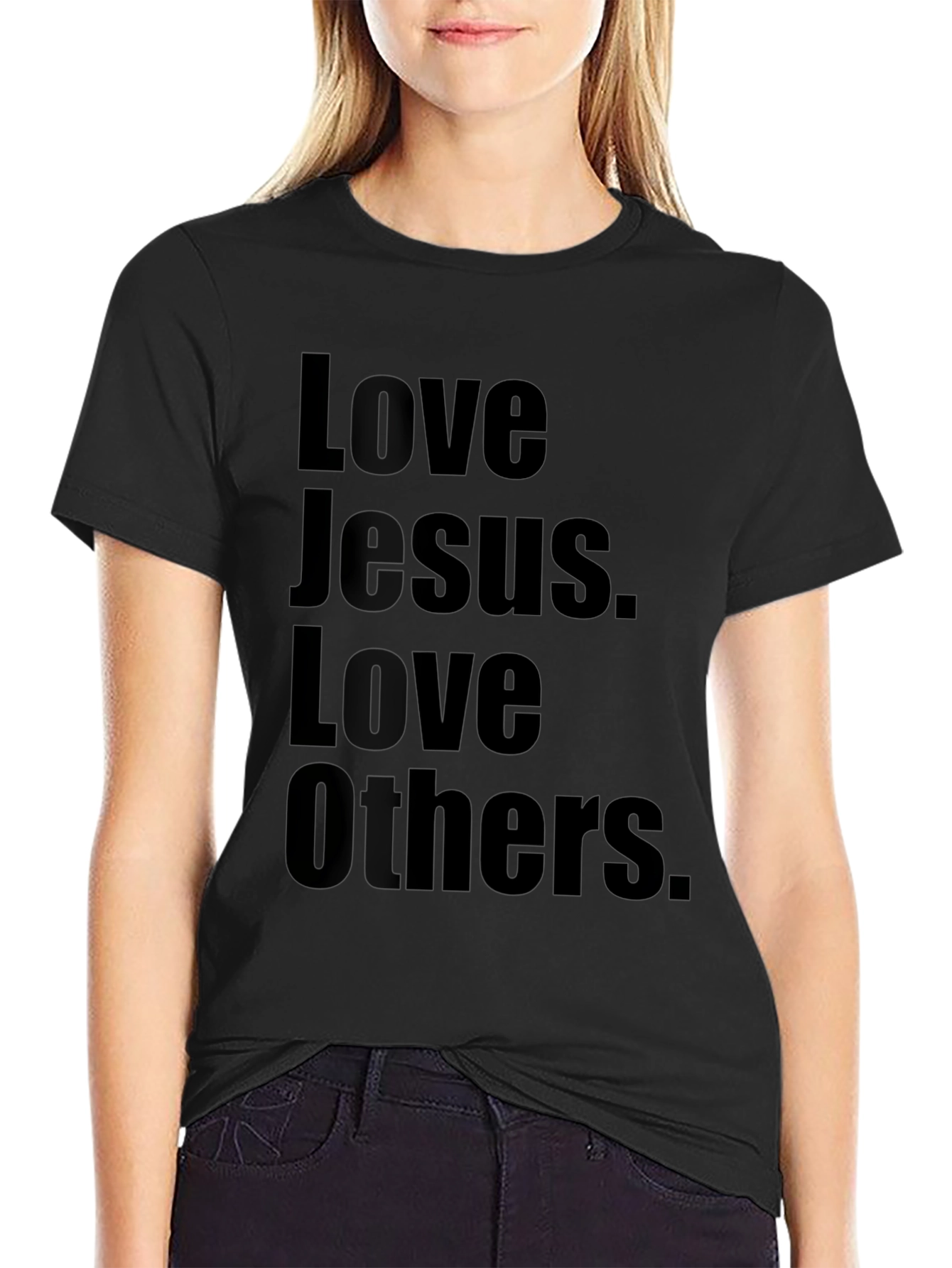 Love Jesus Love Others Black Graphic T-Shirt