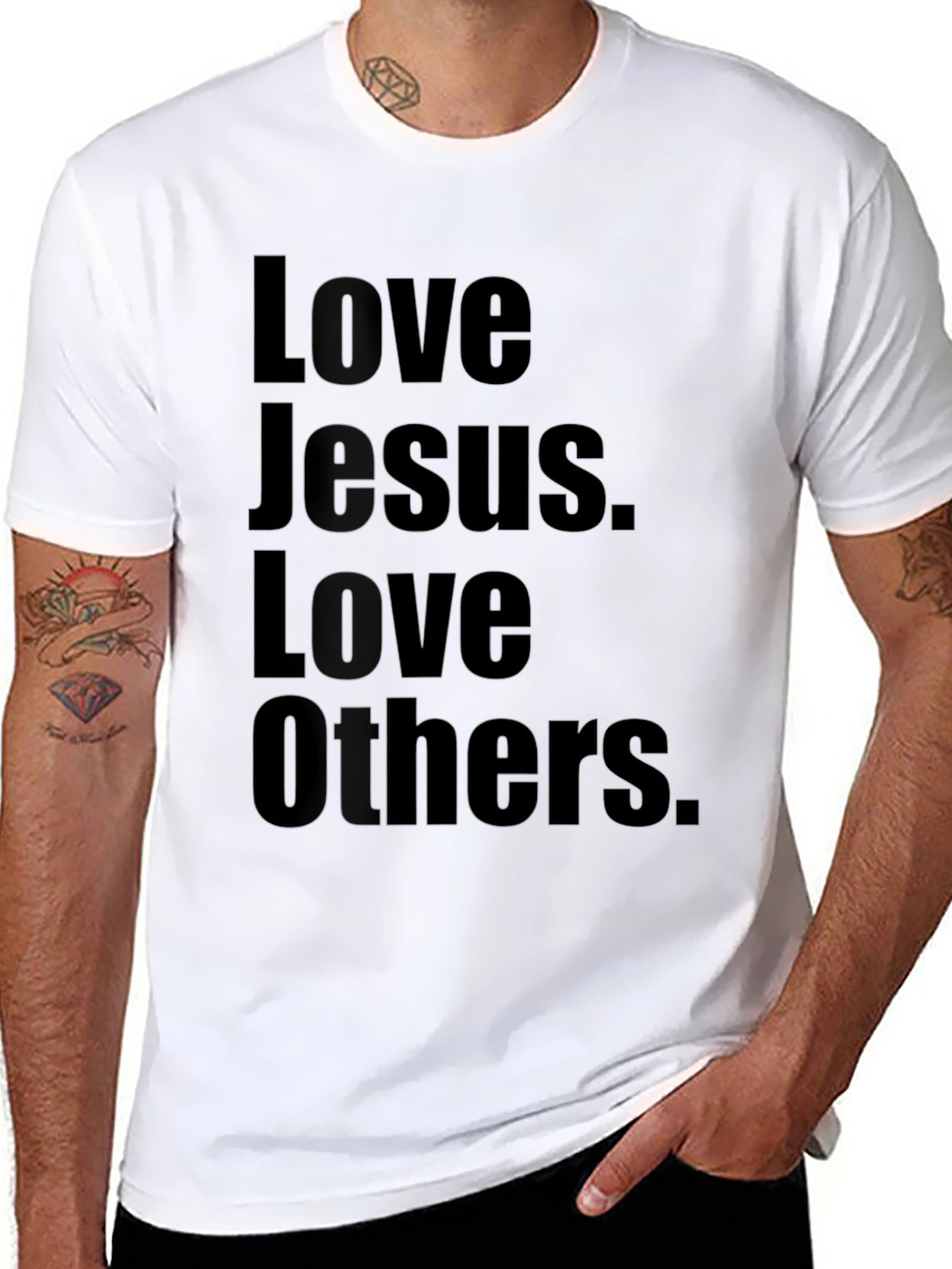 Love Jesus Love Others Black Graphic T-Shirt