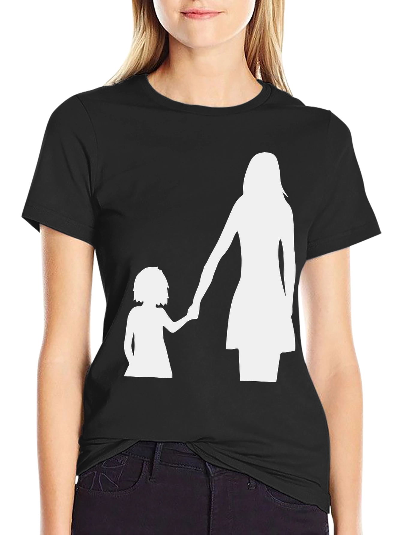 Mother Daughter Silhouette Tee - Black Cotton Blend