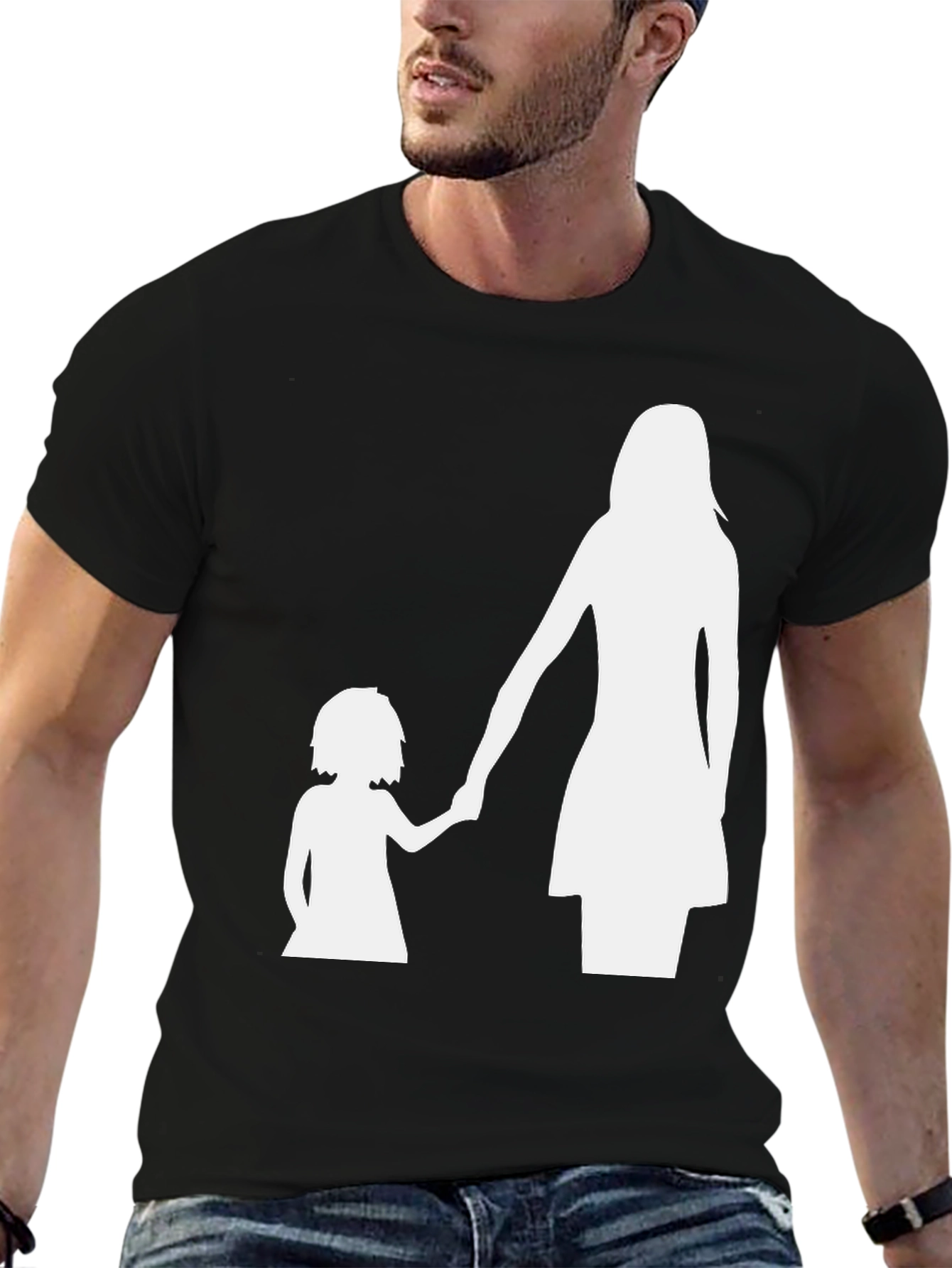 Mother Daughter Silhouette Tee - Black Cotton Blend
