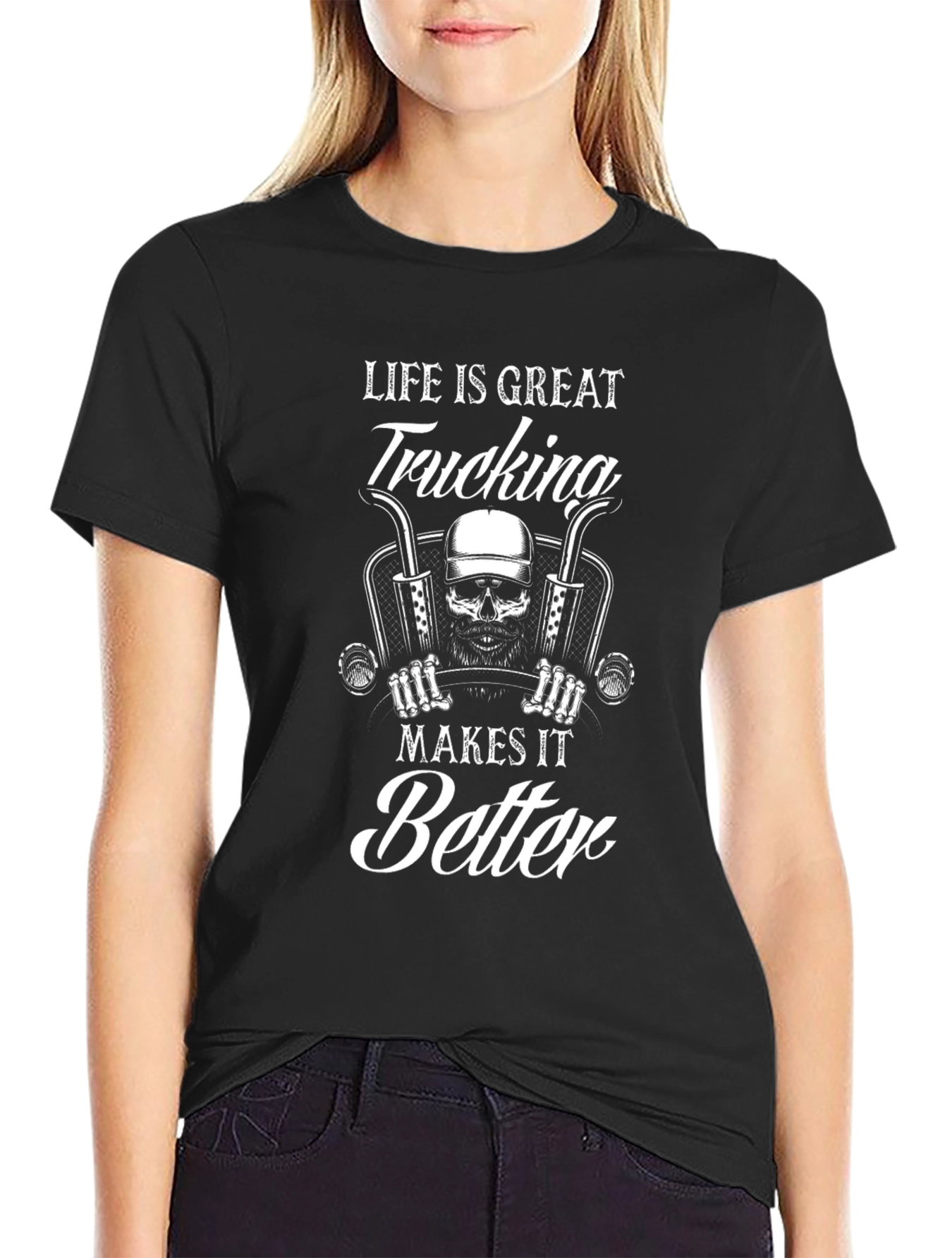 Trucking Life T-Shirt - Skull Design