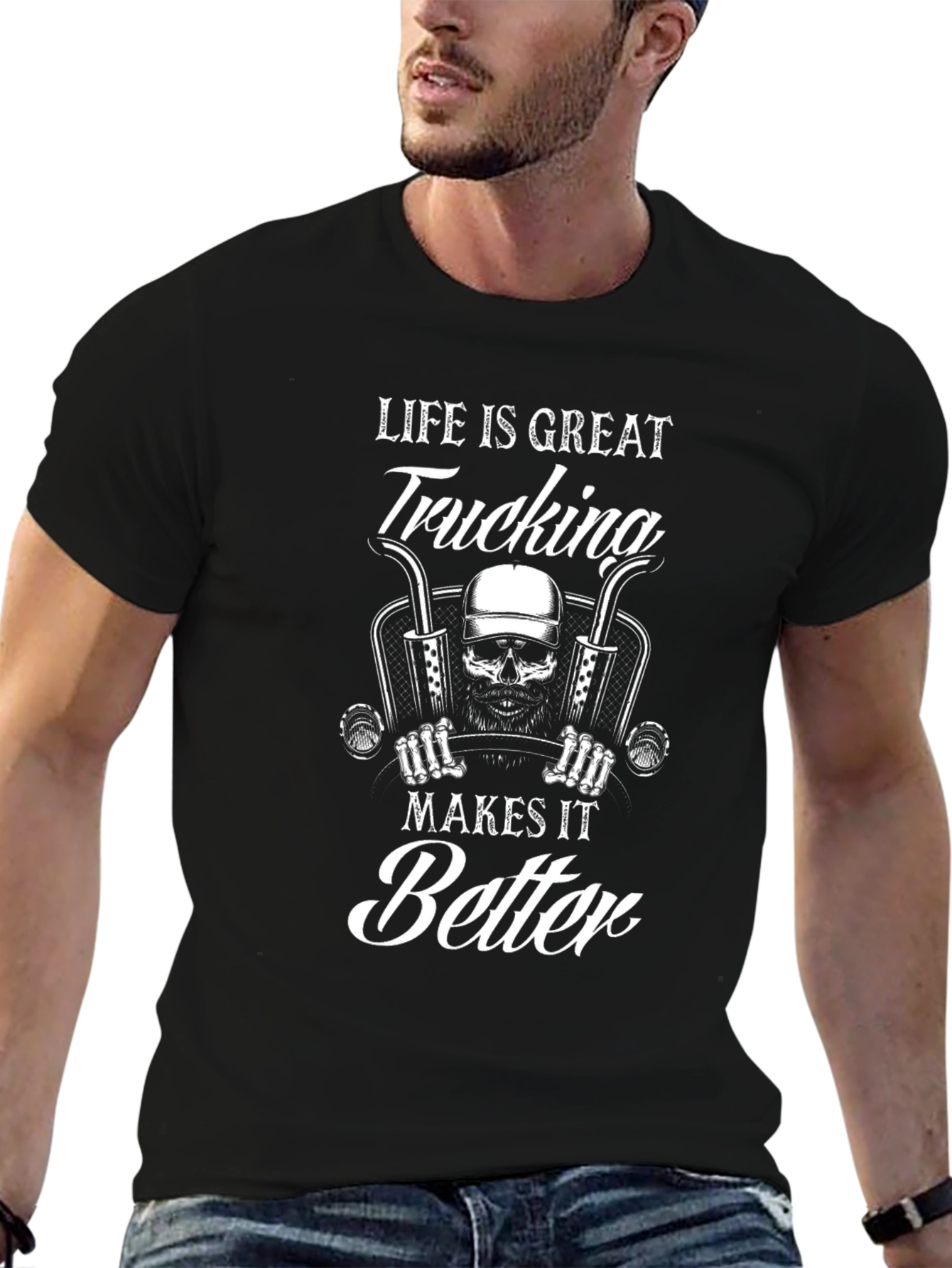 Trucking Life T-Shirt - Skull Design