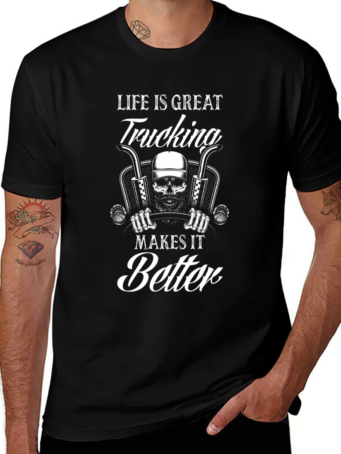Trucking Life T-Shirt - Skull Design
