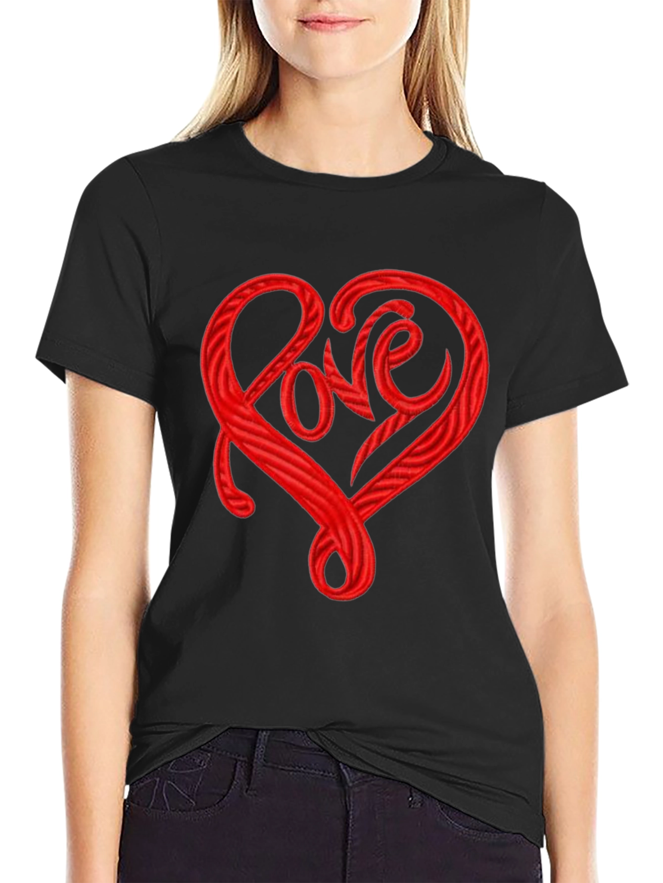 Love Heart Graphic Tee - Stylish Crew Neck T-Shirt