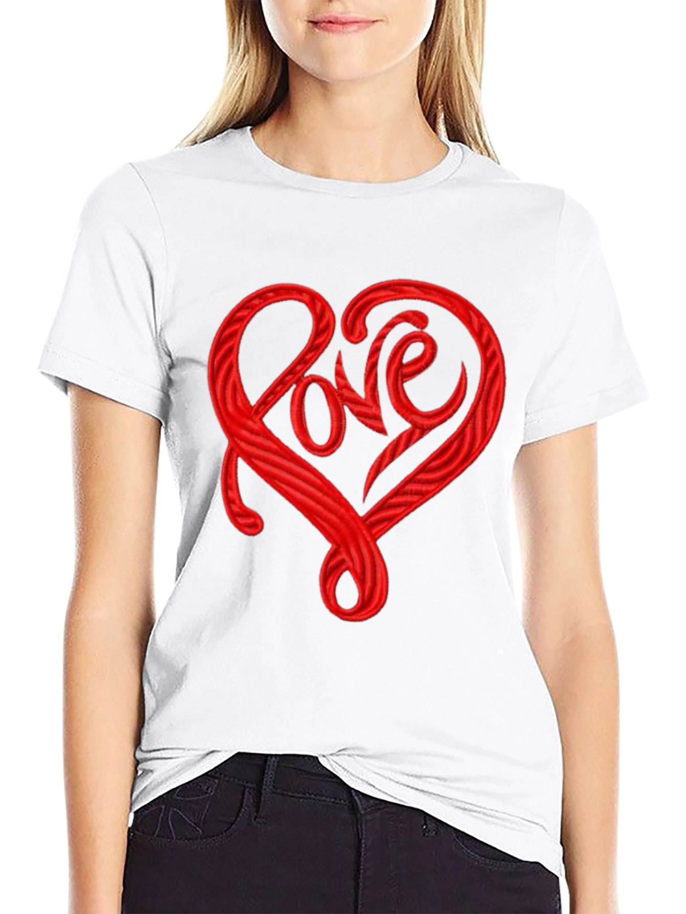 Love Heart Graphic Tee - Stylish Crew Neck T-Shirt