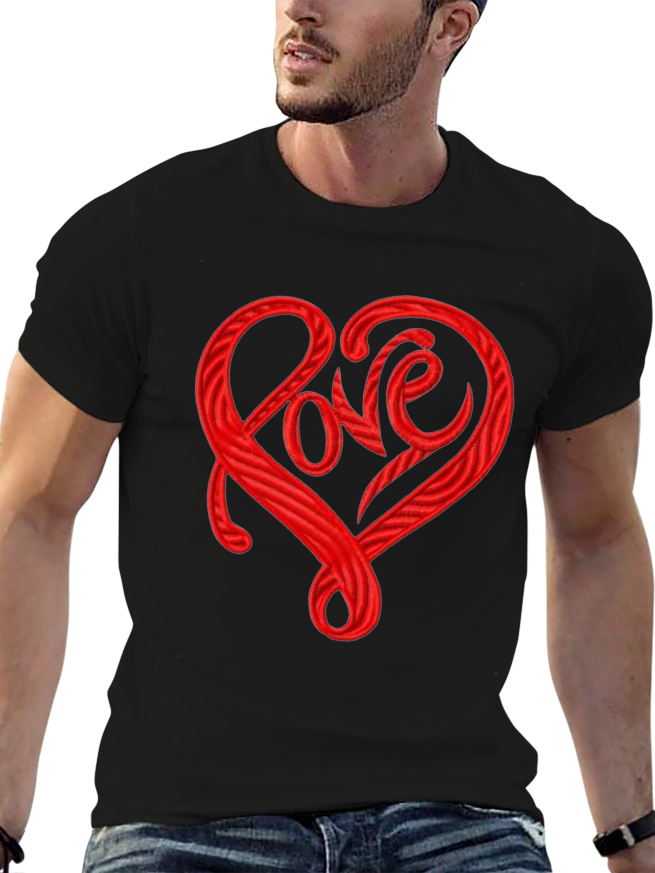 Love Heart Graphic Tee - Stylish Crew Neck T-Shirt