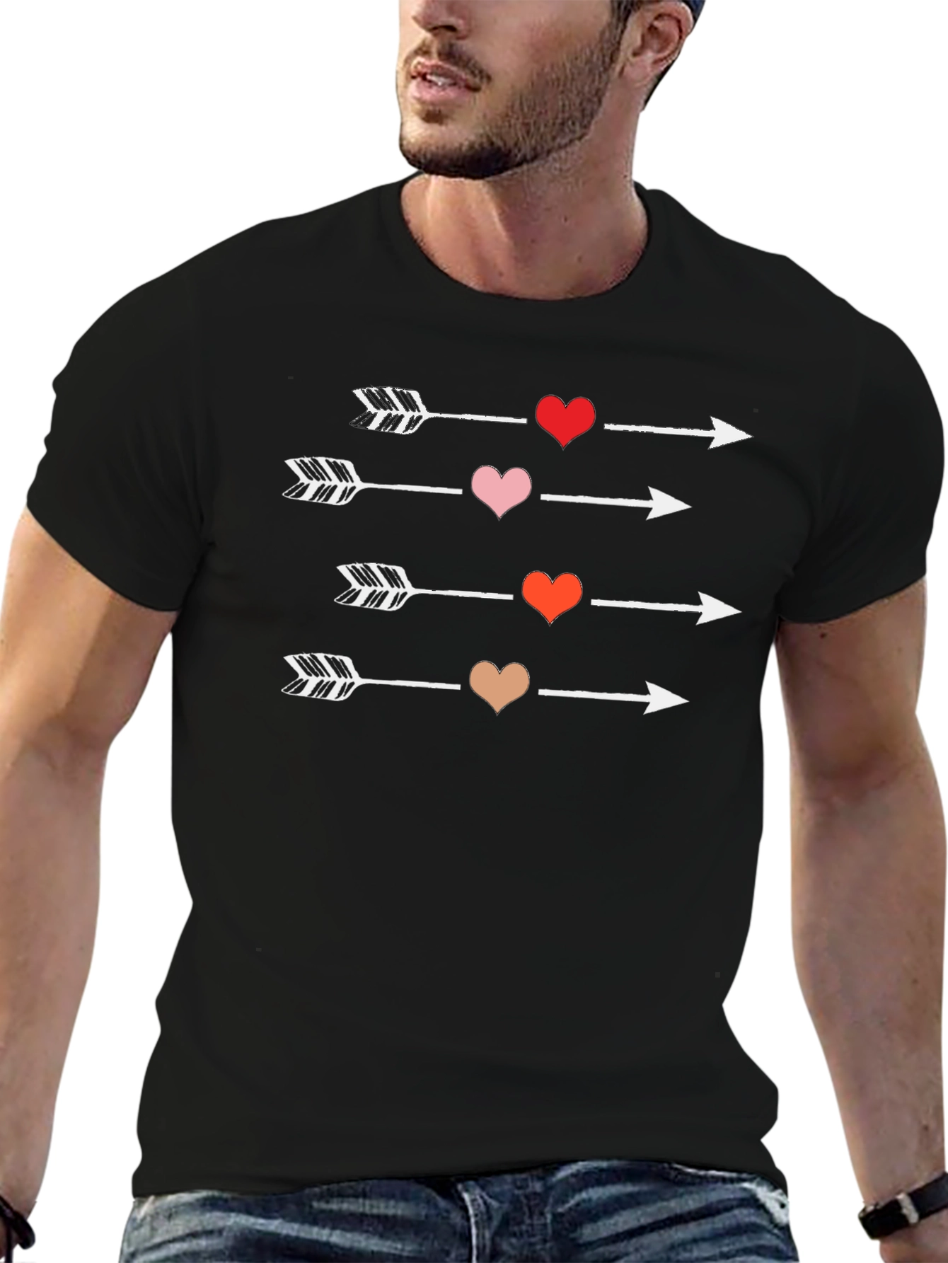 Heart Arrows Graphic Tee - Black Casual Shirt