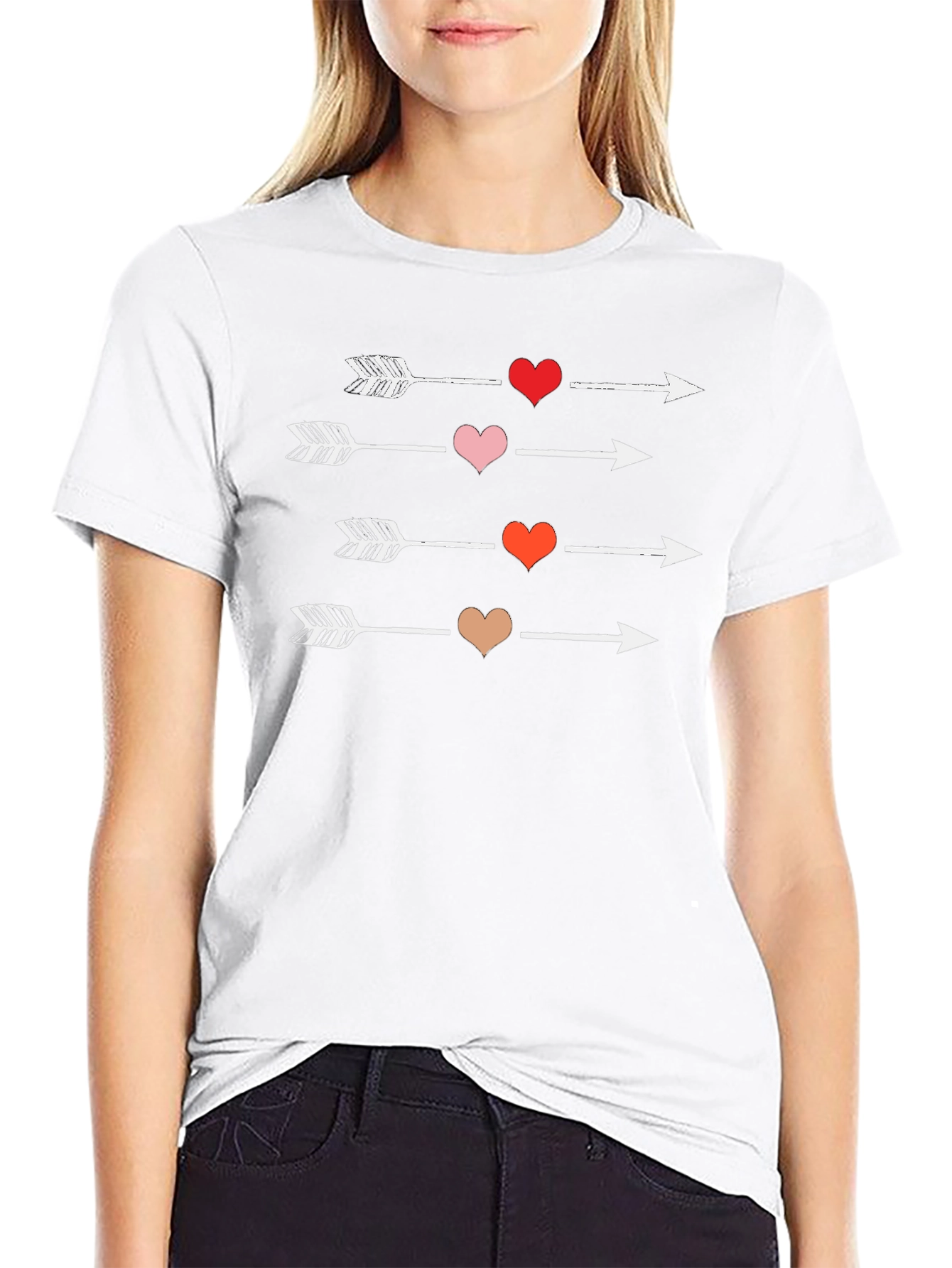 Heart Arrows Graphic Tee - Black Casual Shirt