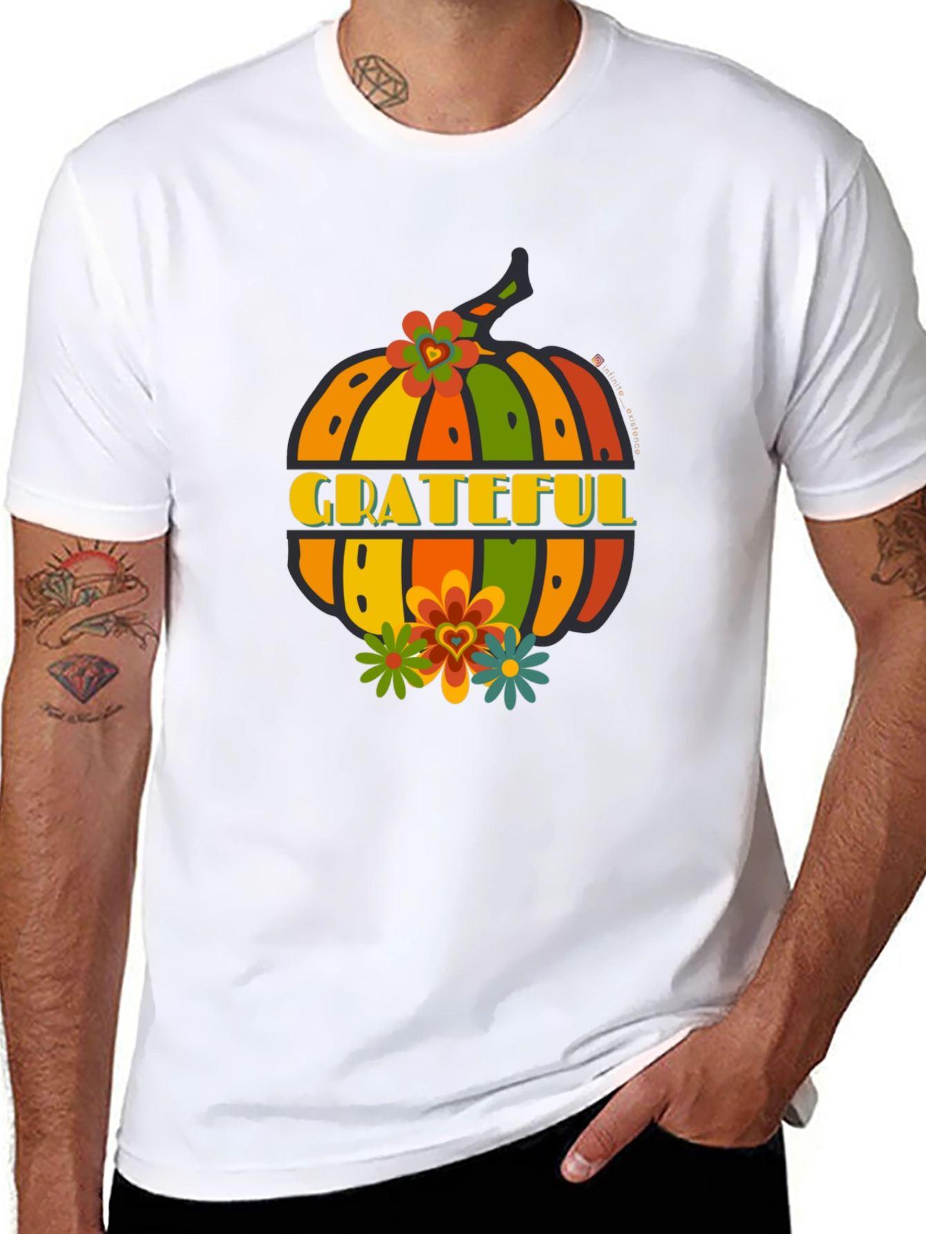 Grateful Pumpkin Graphic Tee - Fall Thanksgiving Shirt