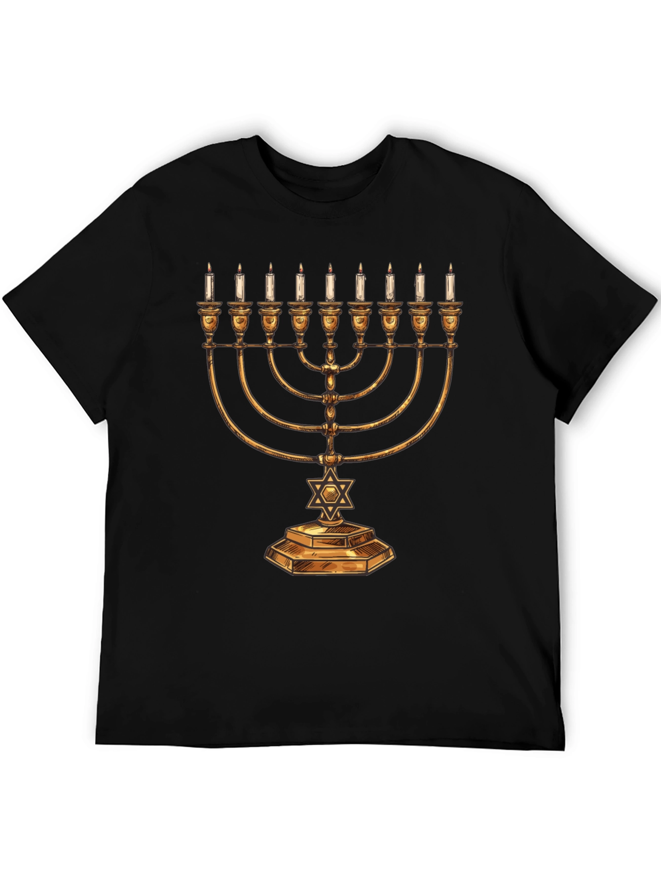 Mens Hanukkah Menorah T-Shirt - Festive Holiday Tee