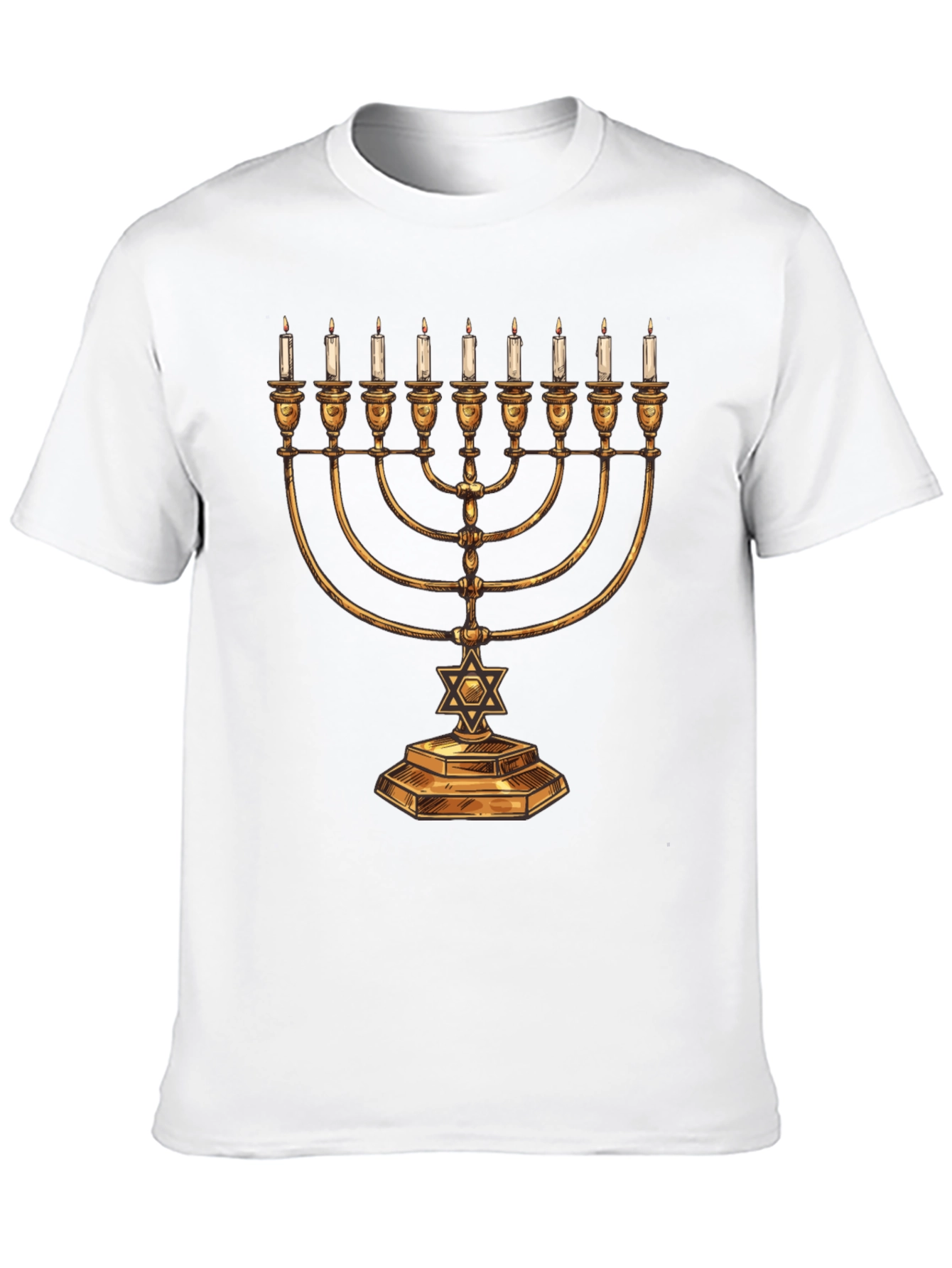Mens Hanukkah Menorah T-Shirt - Festive Holiday Tee