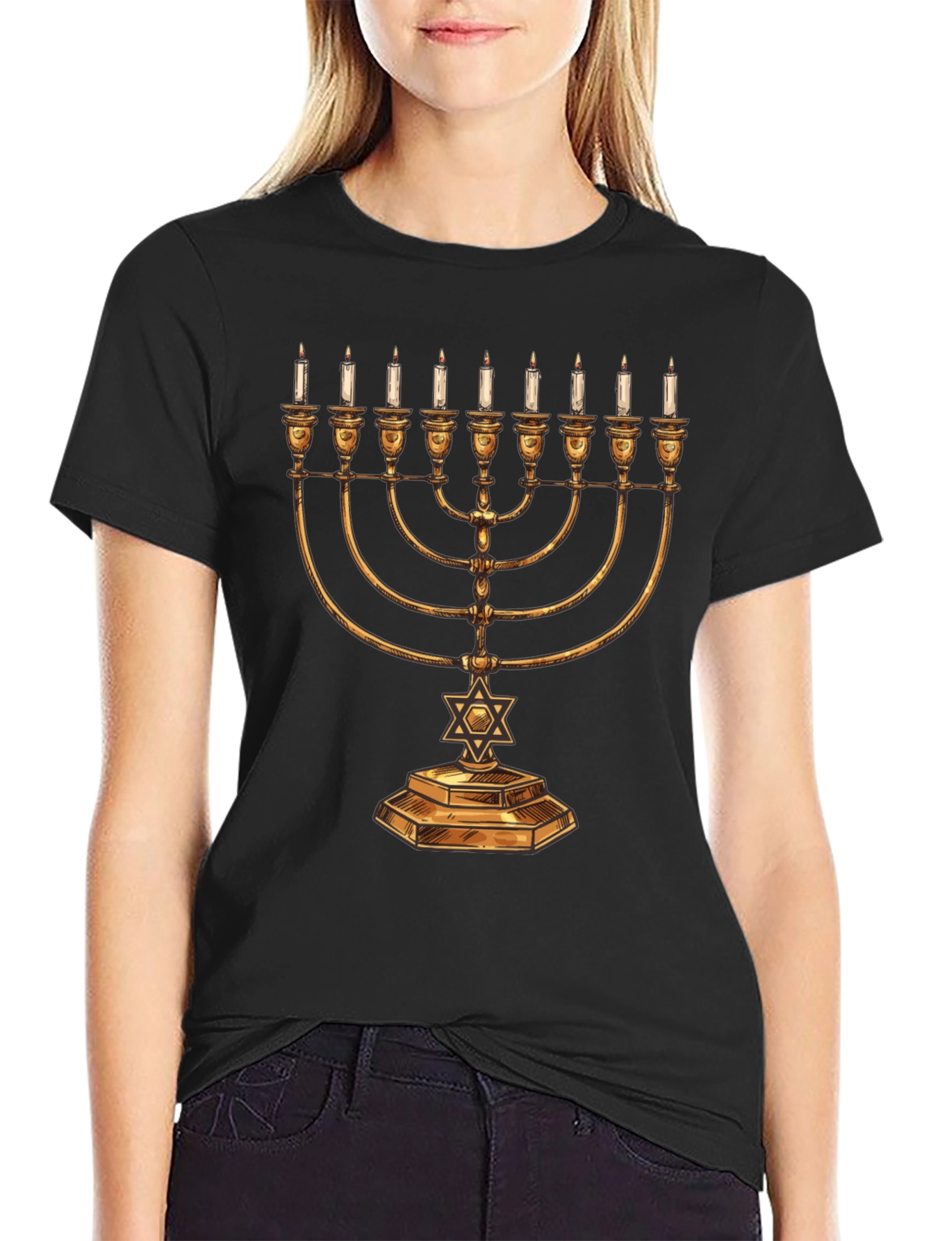 Mens Hanukkah Menorah T-Shirt - Festive Holiday Tee