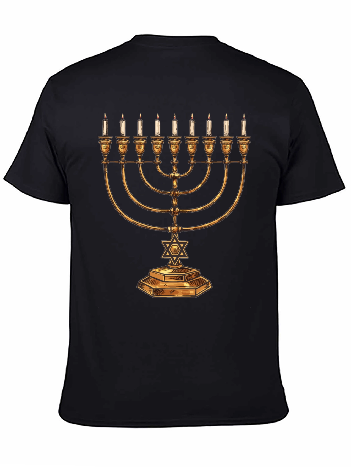 Mens Hanukkah Menorah T-Shirt - Festive Holiday Tee