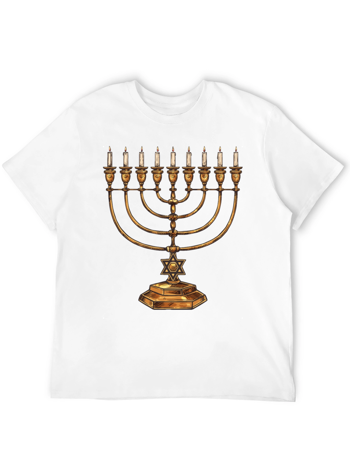 Mens Hanukkah Menorah T-Shirt - Festive Holiday Tee