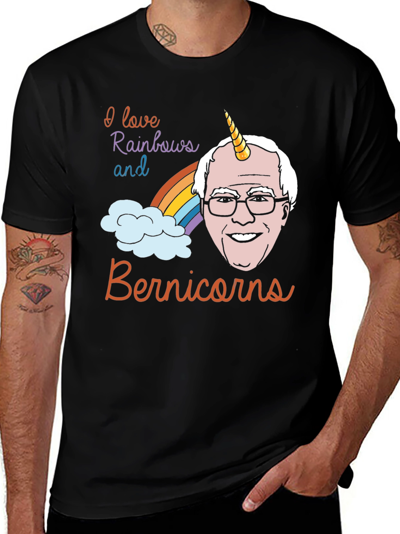 Bernie Sanders Unicorn Rainbow T-Shirt