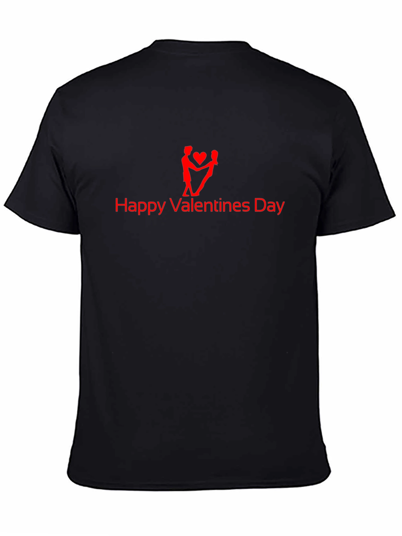 Happy Valentines Day Red Graphic Black T-Shirt