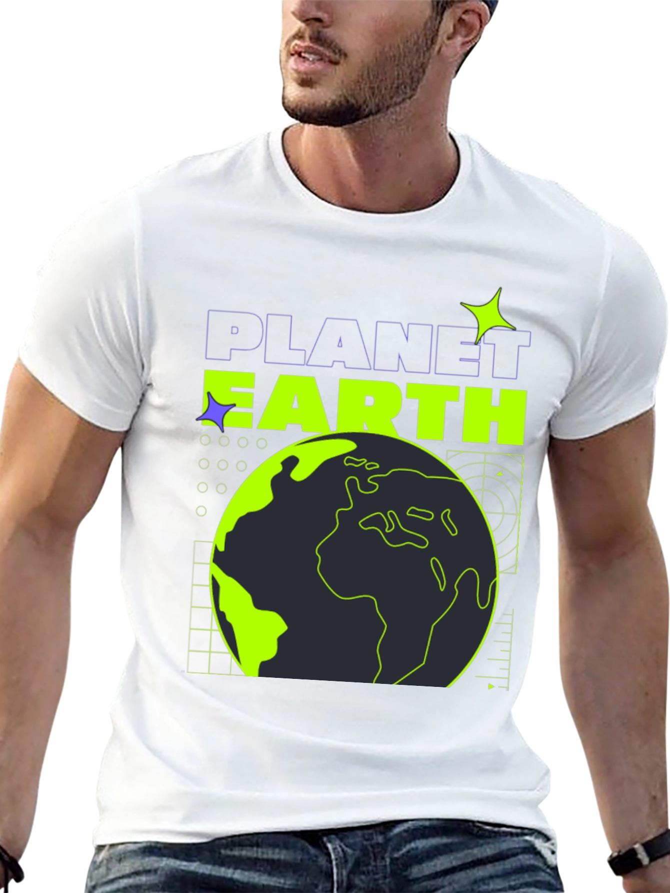 Planet Earth Graphic Tee - Black Stylish Cotton T-Shirt