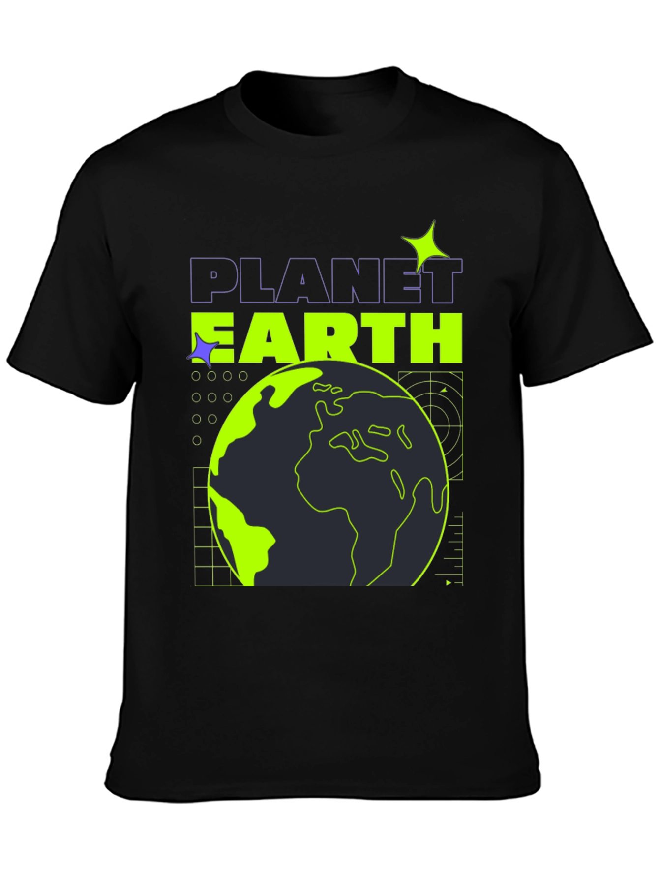 Planet Earth Graphic Tee - Black Stylish Cotton T-Shirt