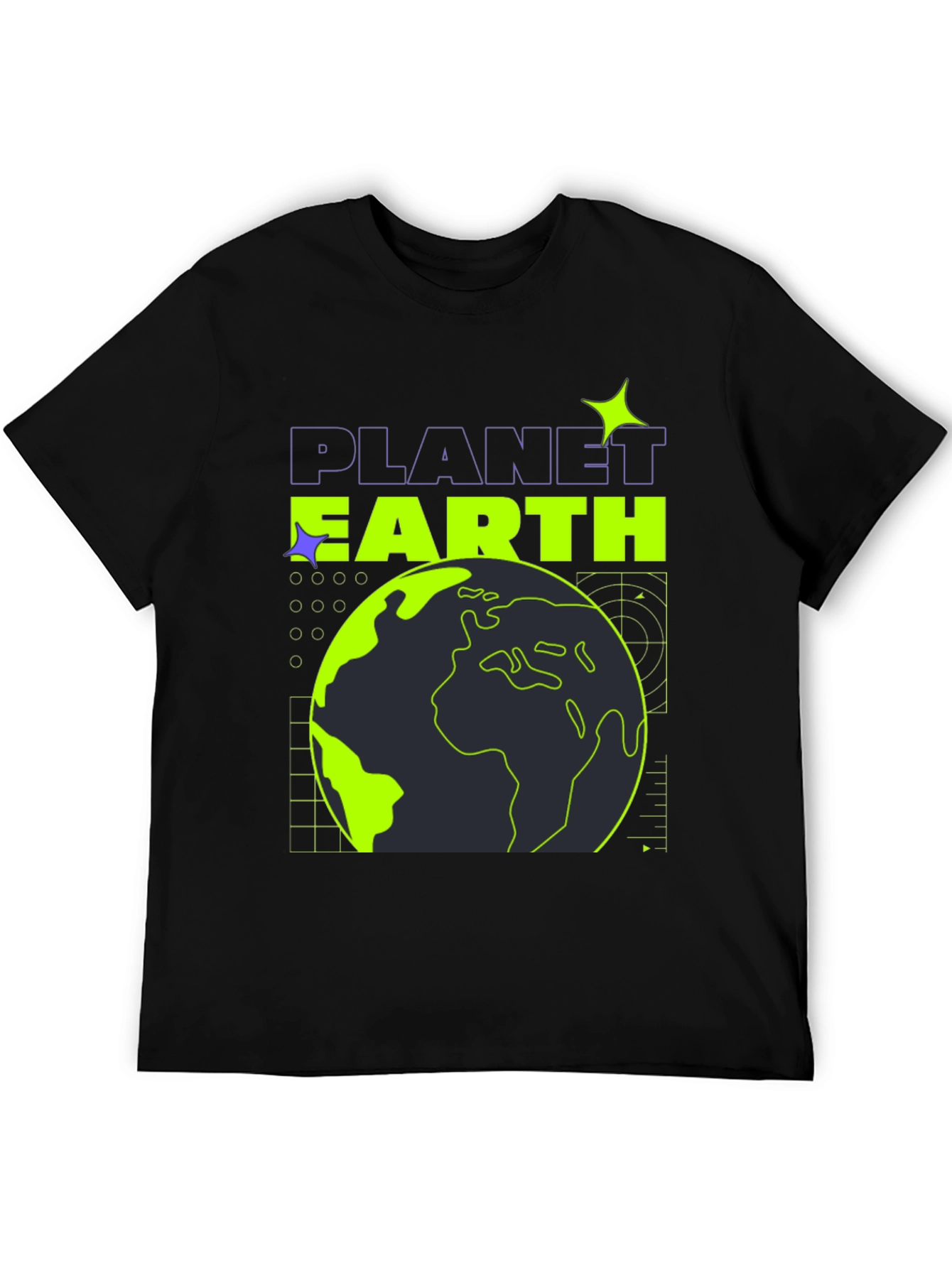 Planet Earth Graphic Tee - Black Stylish Cotton T-Shirt
