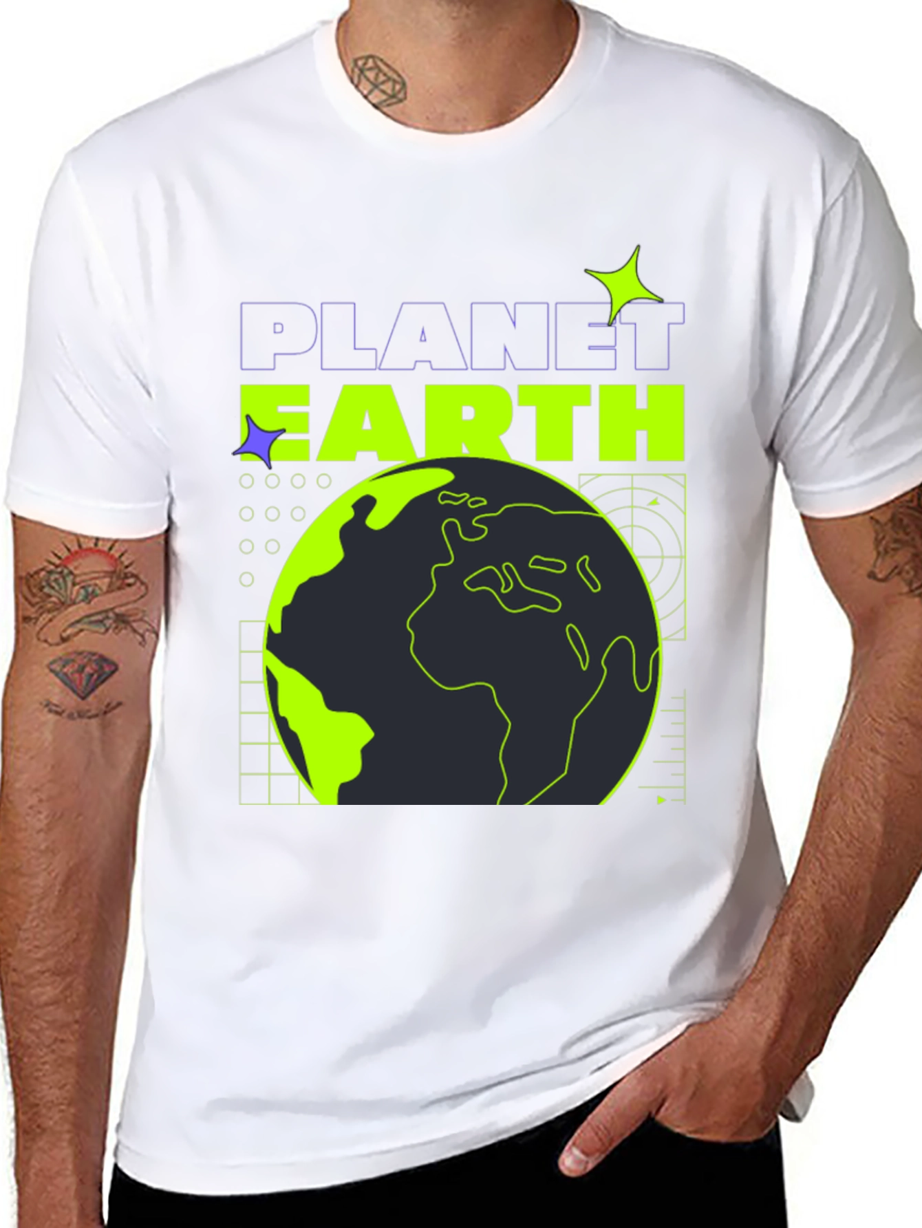 Planet Earth Graphic Tee - Black Stylish Cotton T-Shirt