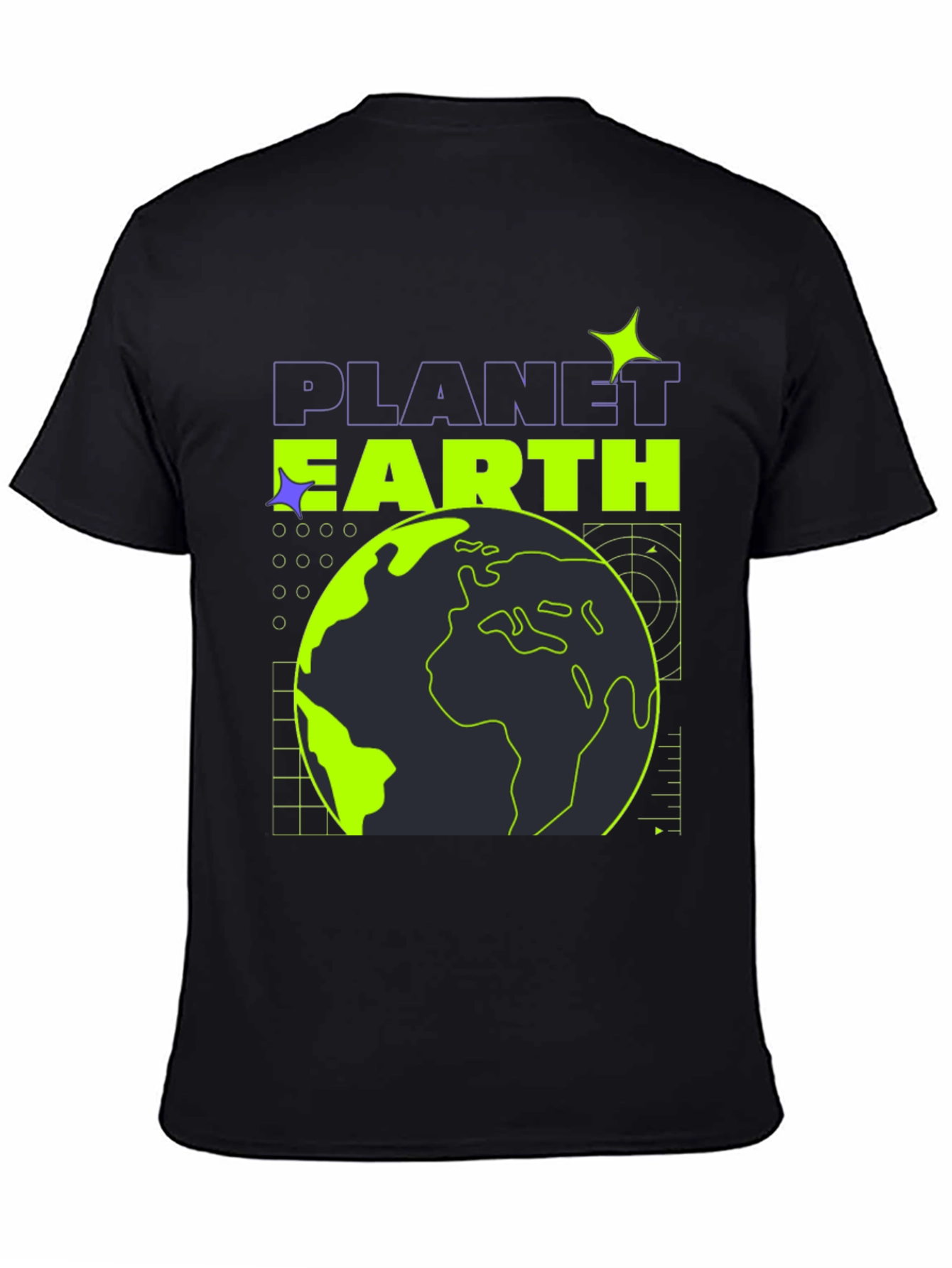 Planet Earth Graphic Tee - Black Stylish Cotton T-Shirt