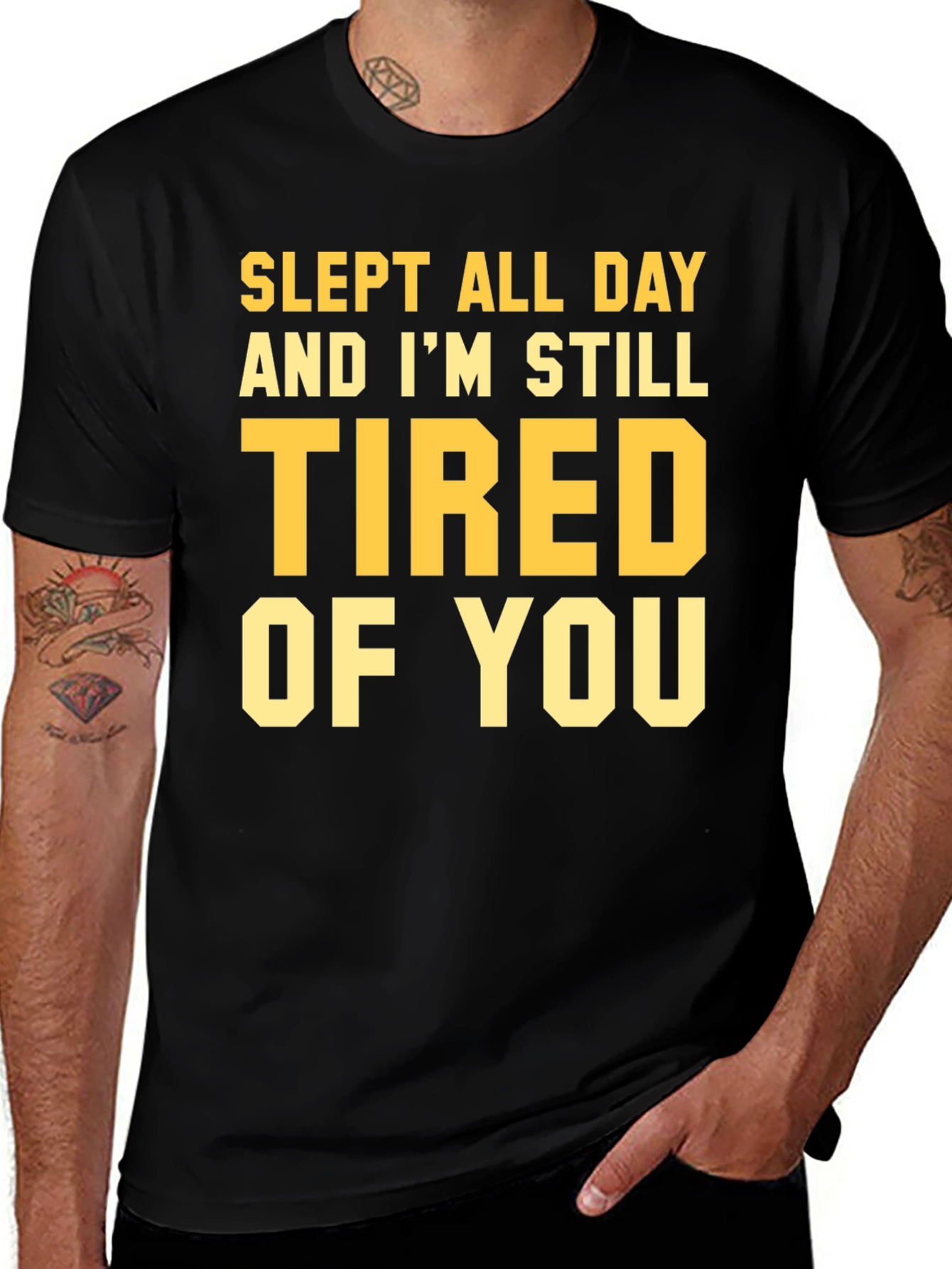 Slept All Day Funny T-Shirt